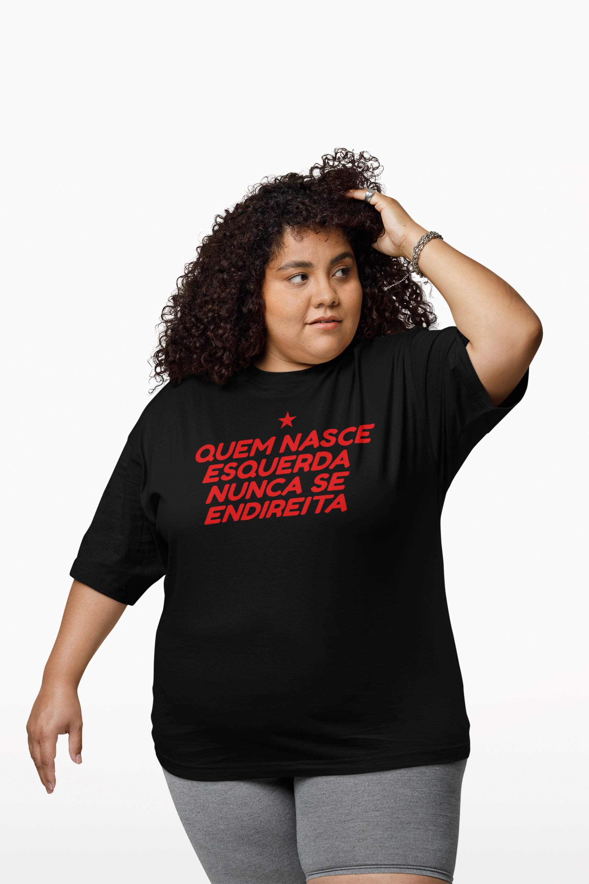Nome do produto: T-shirt Plus Size NUNCA SE ENDIREITA