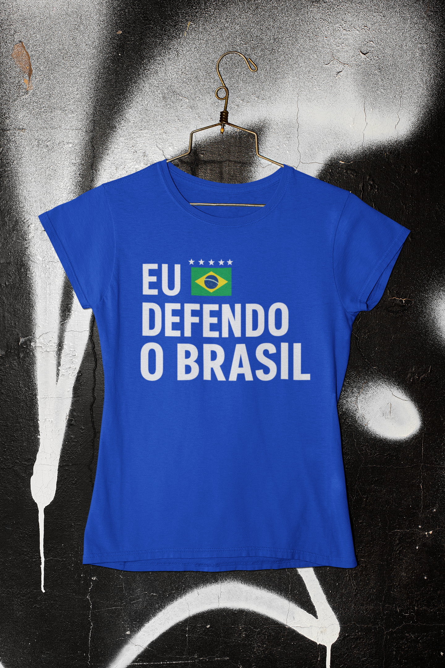 T-shirt Tradicional Baby Look EU DEFENDO O BRASIL