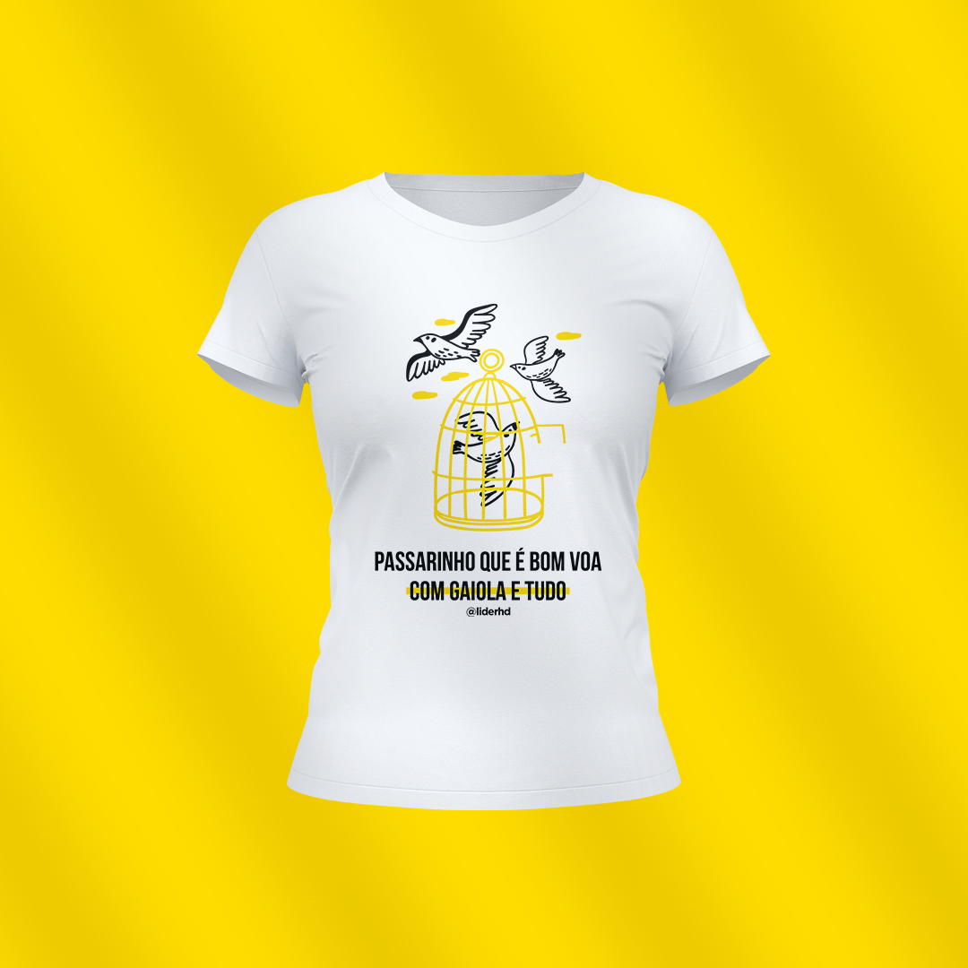 Nome do produto: Baby Look branca - Passarinho que é bom...