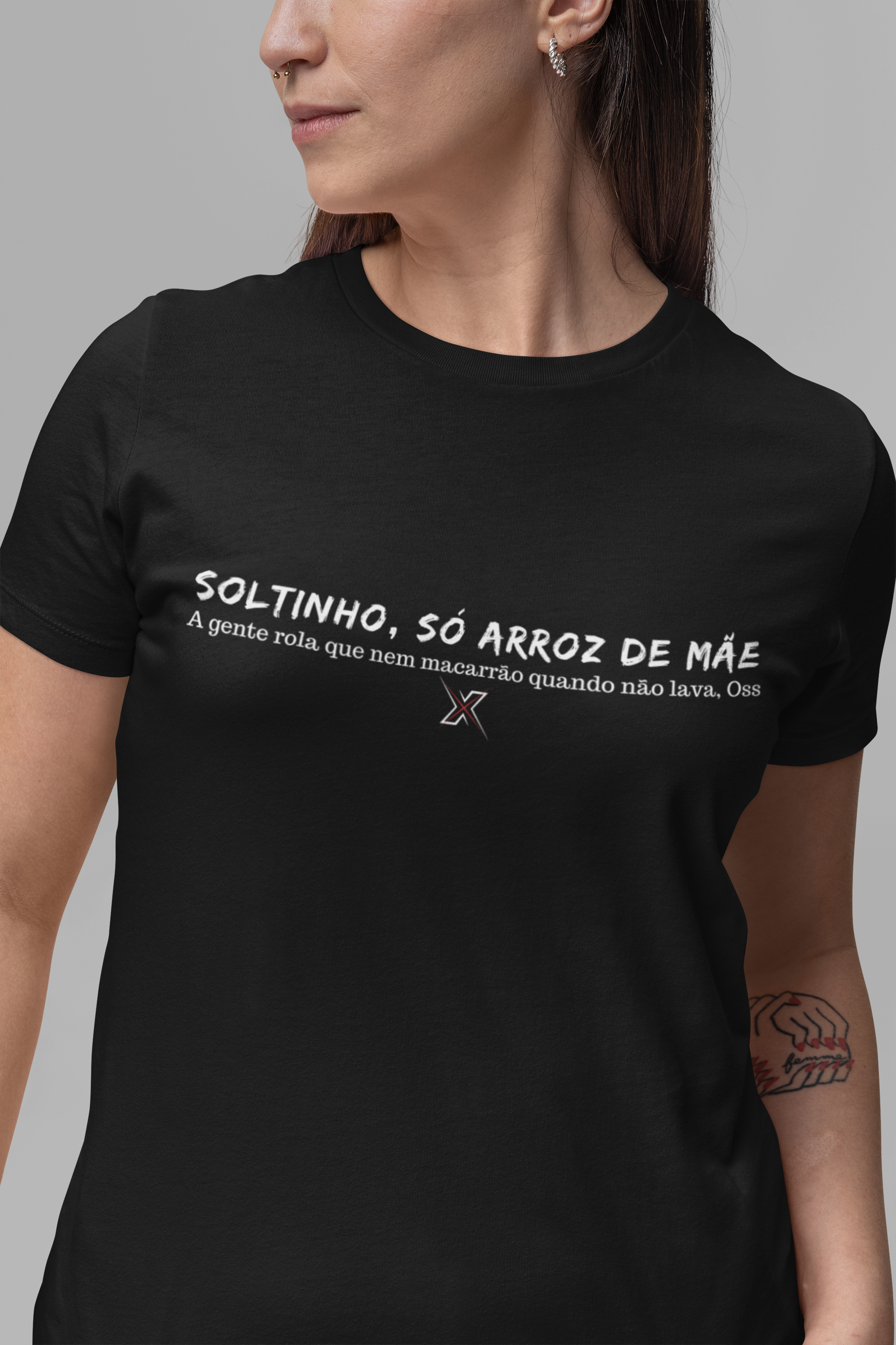 Nome do produto: Camiseta soltinho só arroz de mãe - Feminina