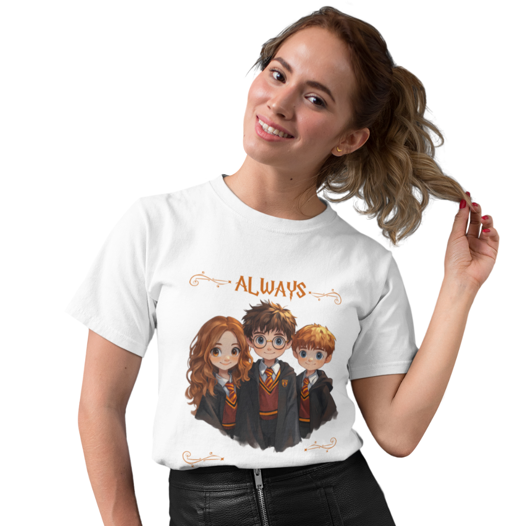Camiseta Always - Harry, Ron e Hermione