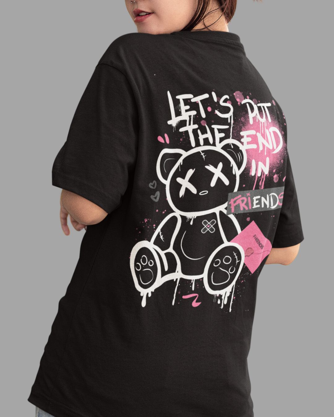 Nome do produto: V - FRIENDS - Preto/Cinza (frente e costas)