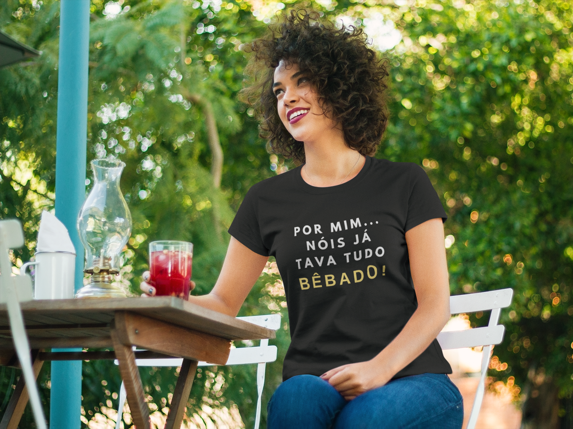 Camiseta Feminina Buteco - Por mim nóis já tava tudo bêbado!