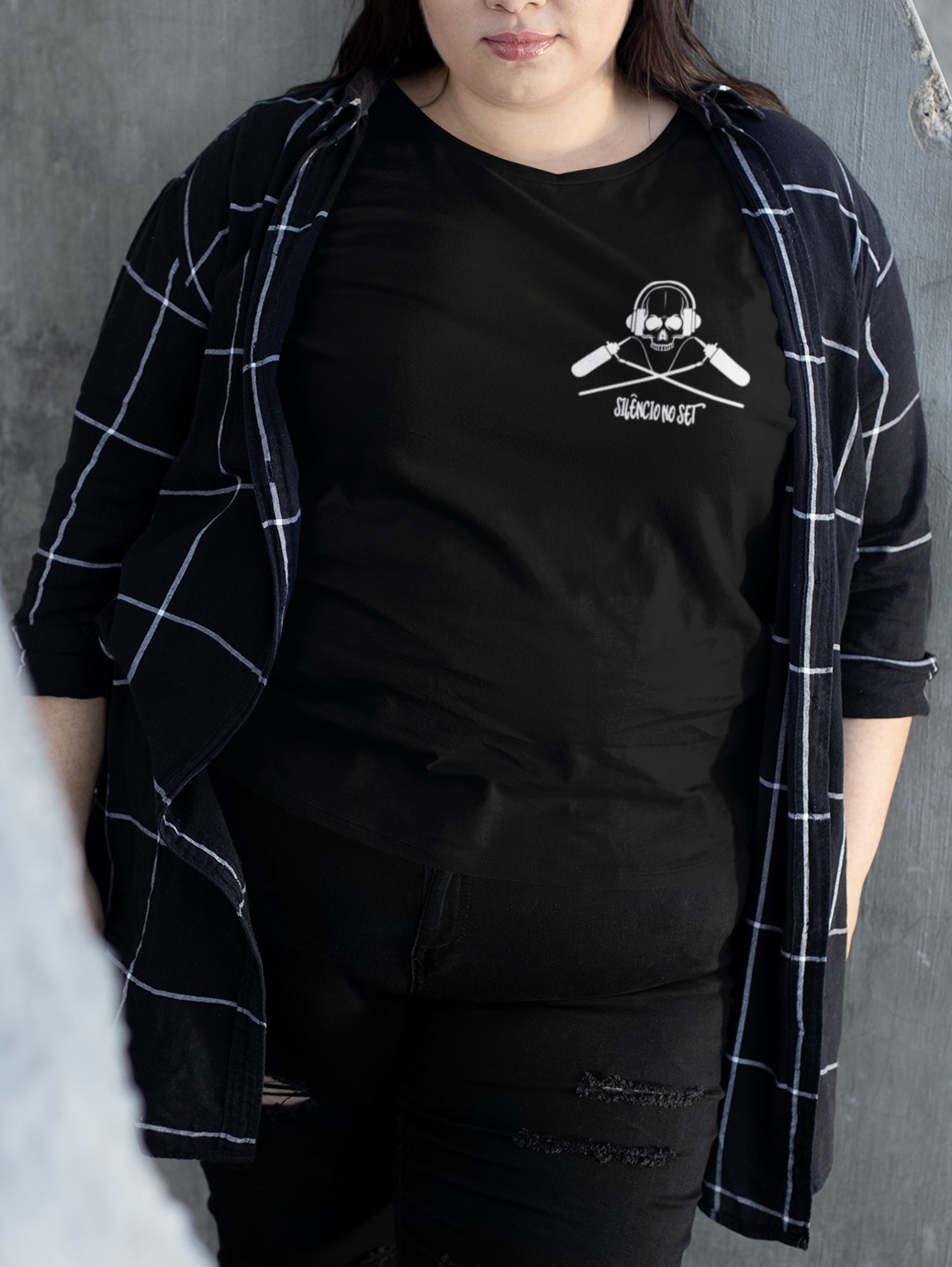 Nome do produto: Camiseta Plus Size Skull | Preta