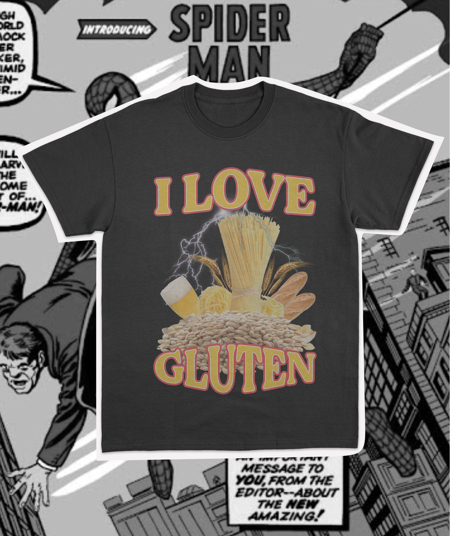 Nome do produto: CAMISETA I LOVE GLUTEN