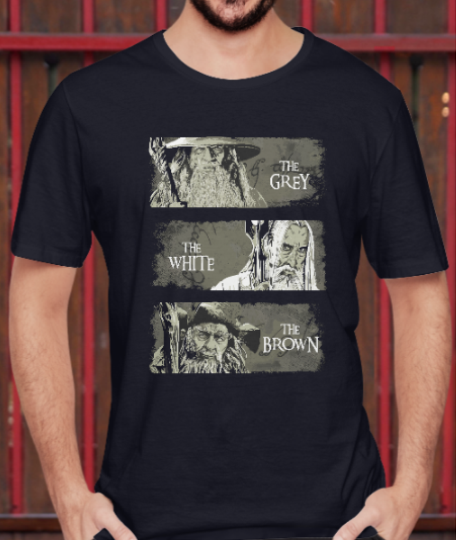 Nome do produto: CAMISETA CINZA, BRANCO E MARROM