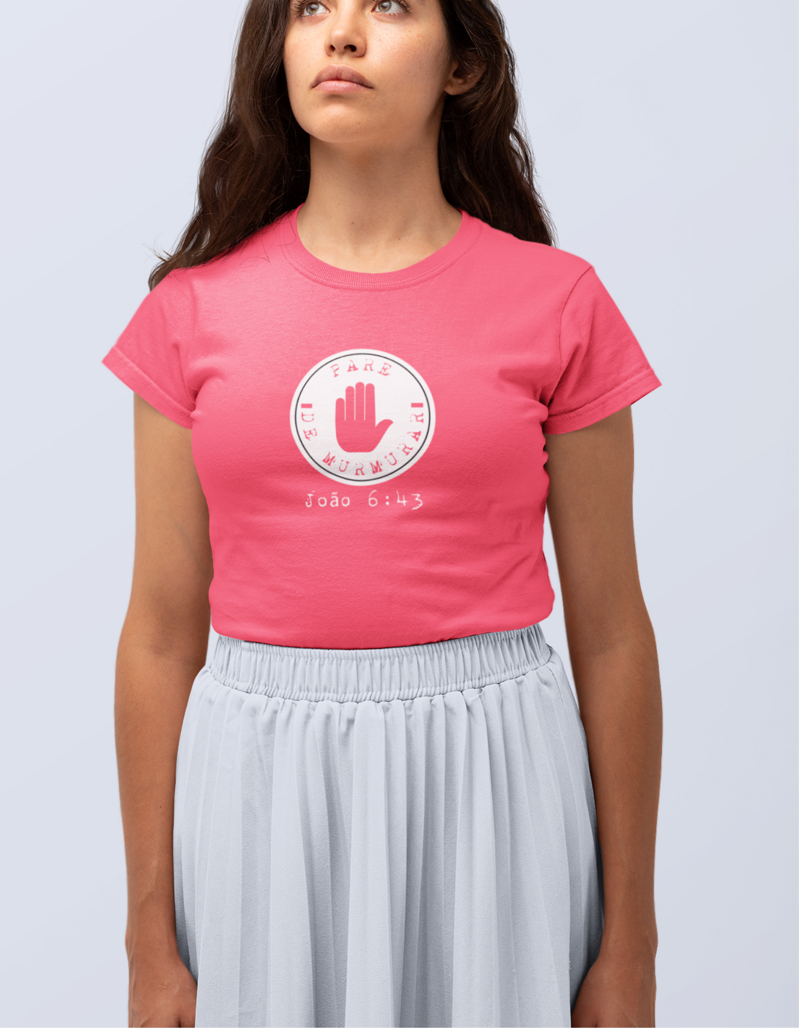 Nome do produto: T-SHIRT FEMININA - MALHA ESTONADA - PARE DE MURMURAR (WHITE)