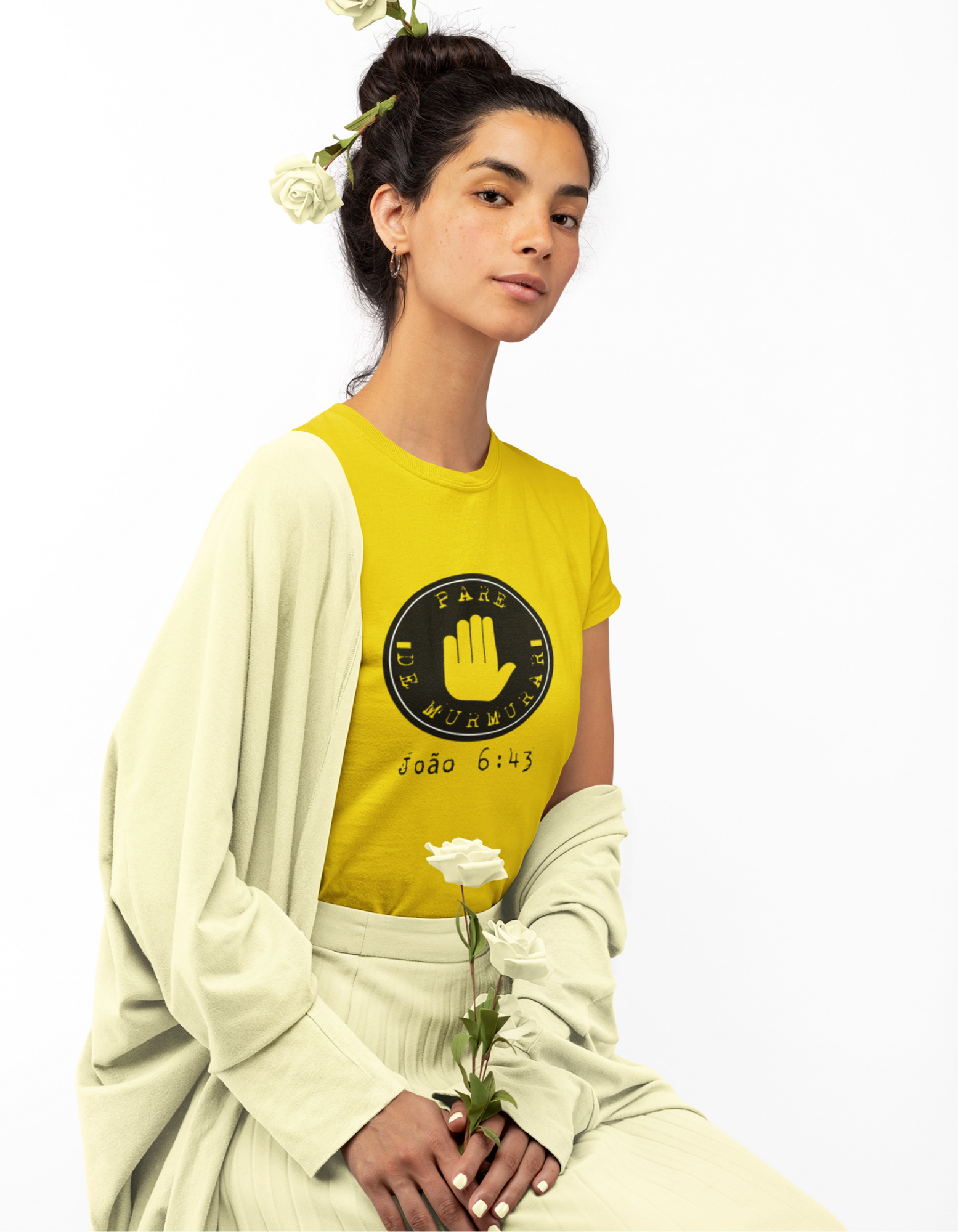 Nome do produto: T-SHIRT FEMININA  - MALHA CLASSICA - PARE DE MURMURAR (BLACK)