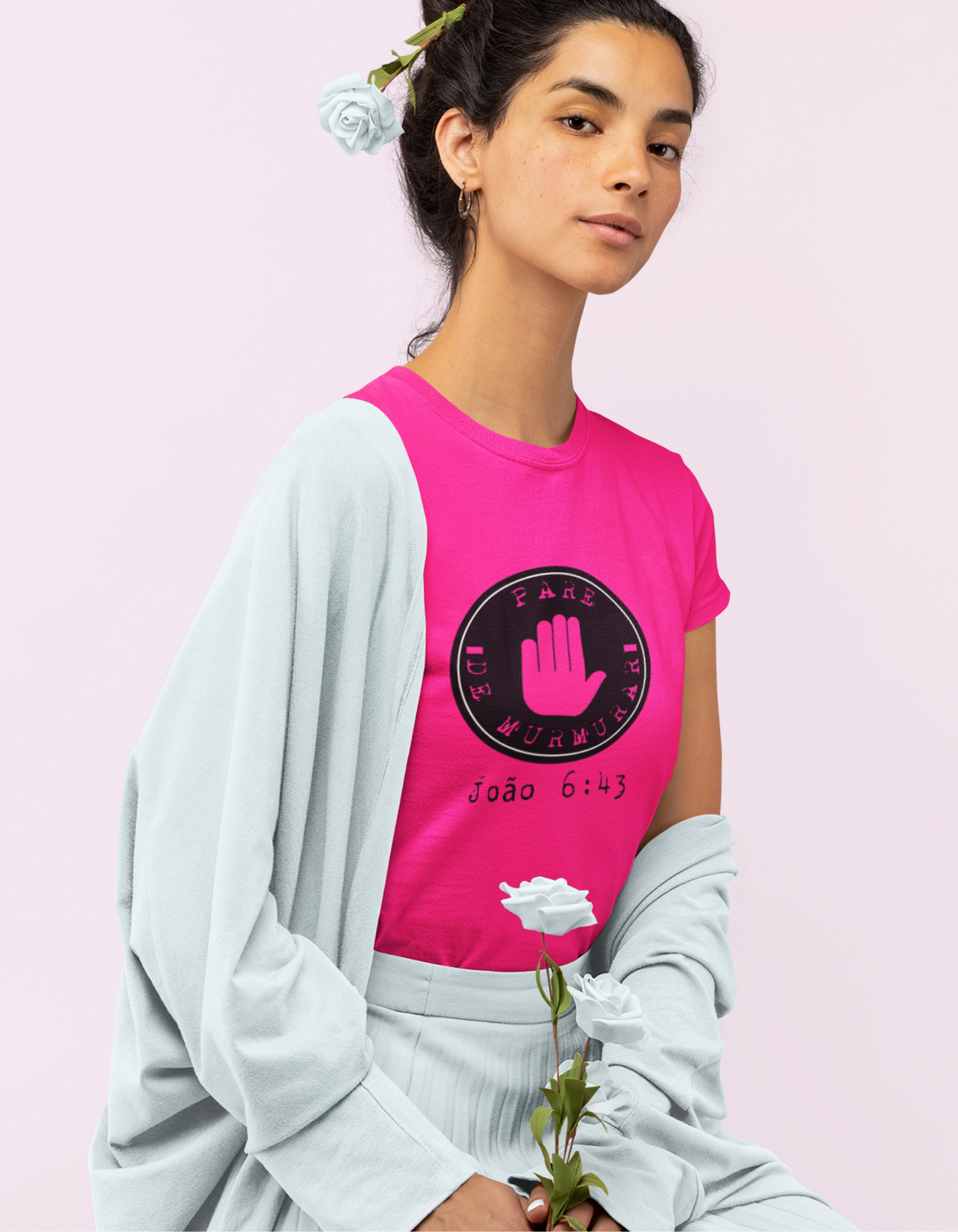 Nome do produto: T-SHIRT  FEMININA - MALHA QUALITY - PARE DE MURMURAR (BLACK)