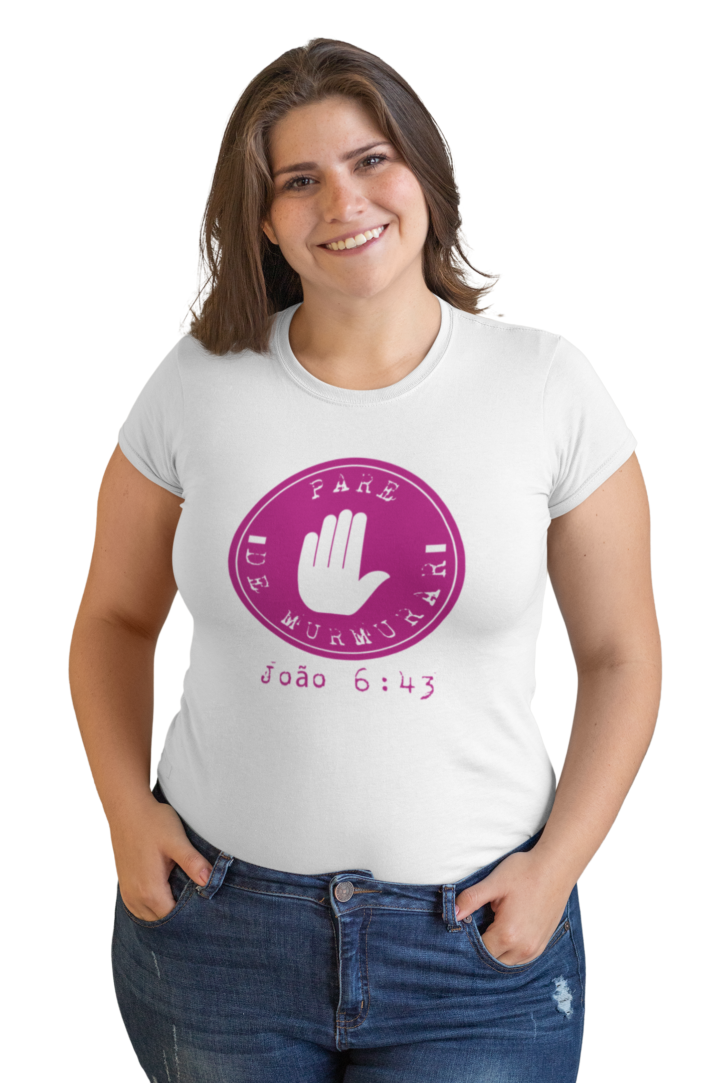 Nome do produto: T-SHIRT PLUS SIZE - PARE DE MURMURAR (PINK)
