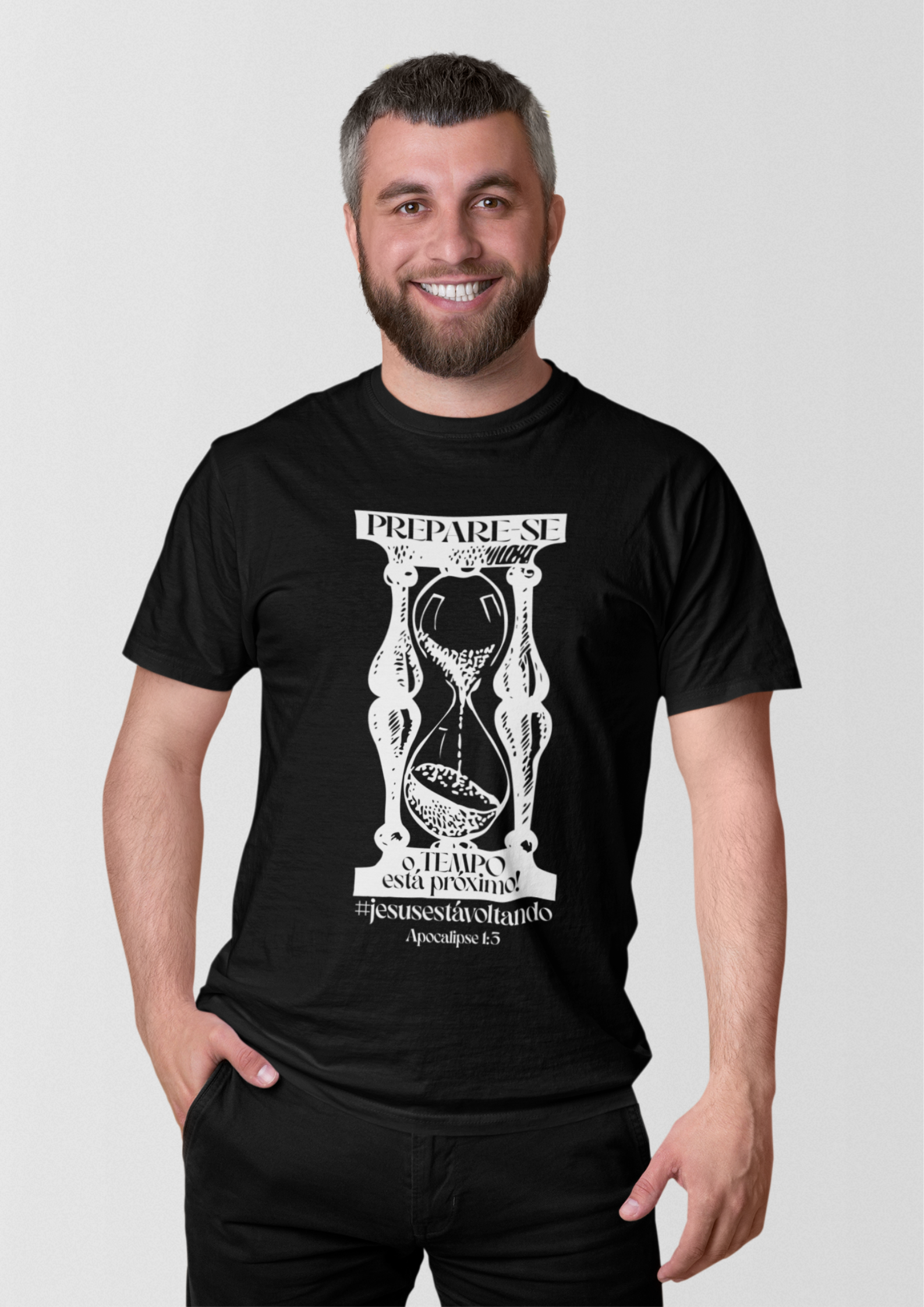 Nome do produto: T-SHIRT MASCULINA  - MALHA CLASSICA - PREPARE-SE! (WHITE)