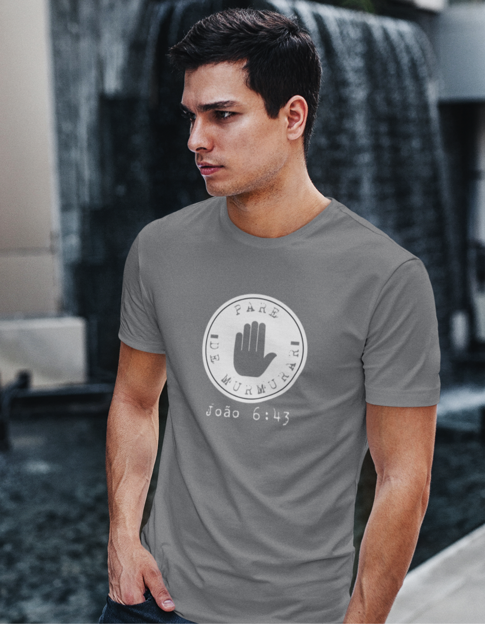 Nome do produto: T-SHIRT  MASCULINA - MALHA ESTONADA - PARE DE MURMURAR (WHITE)