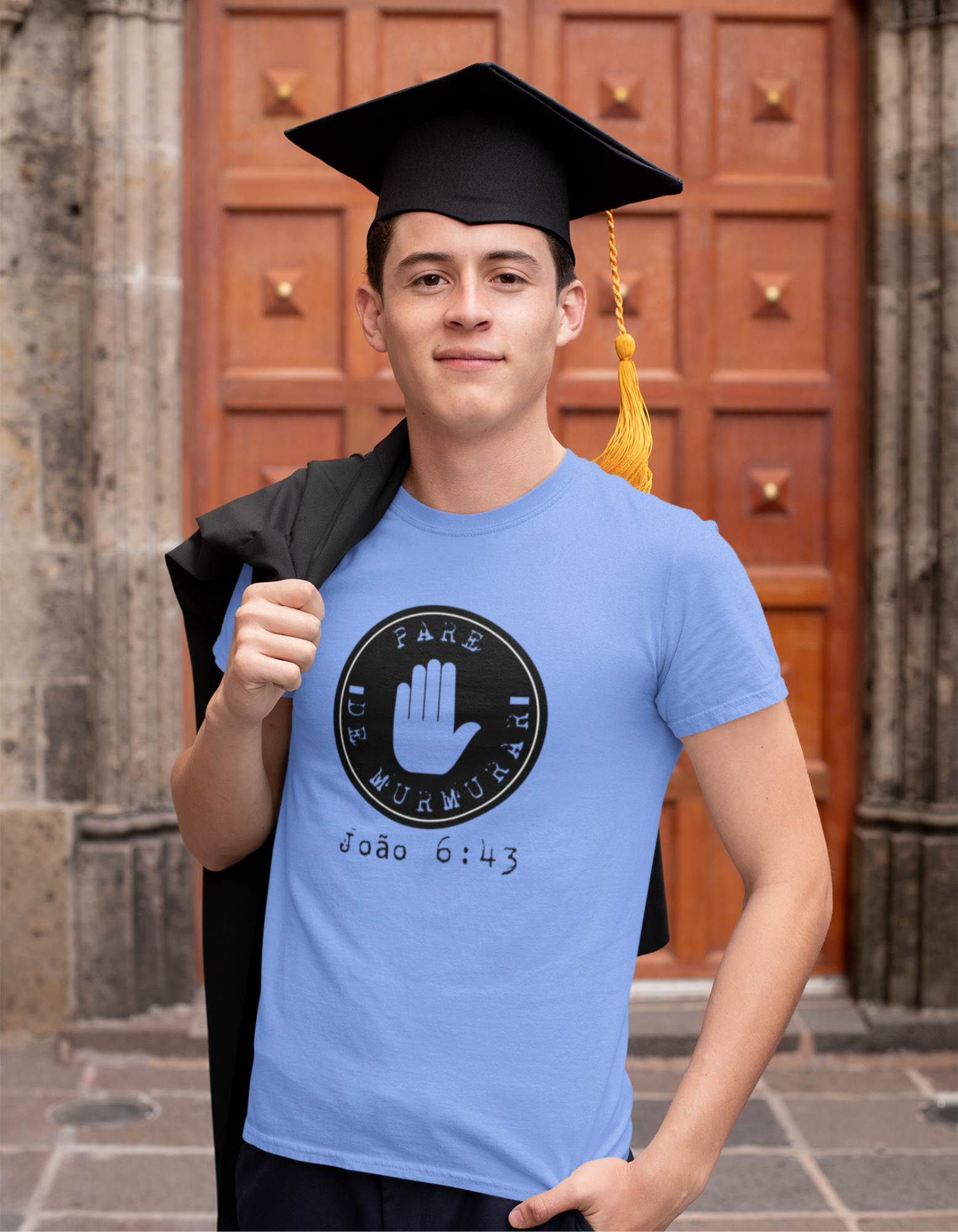 Nome do produto: T-SHIRT  MASCULINA - MALHA ESTONADA - PARE DE MURMURAR (BLACK)