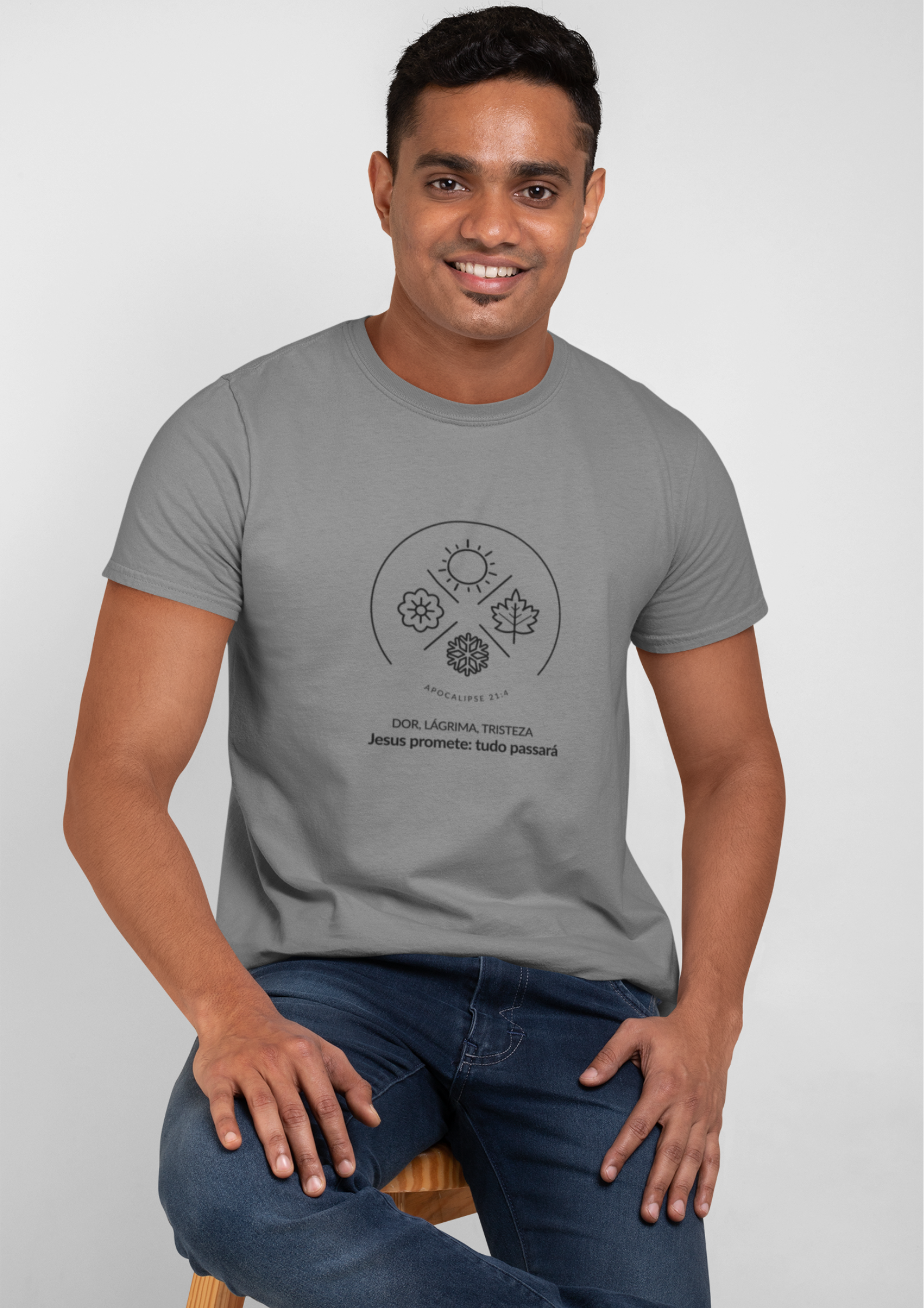 Nome do produto: T-SHIRT MASCULINA  - MALHA ESTONADA - ESTAÇÕES (BLACK)