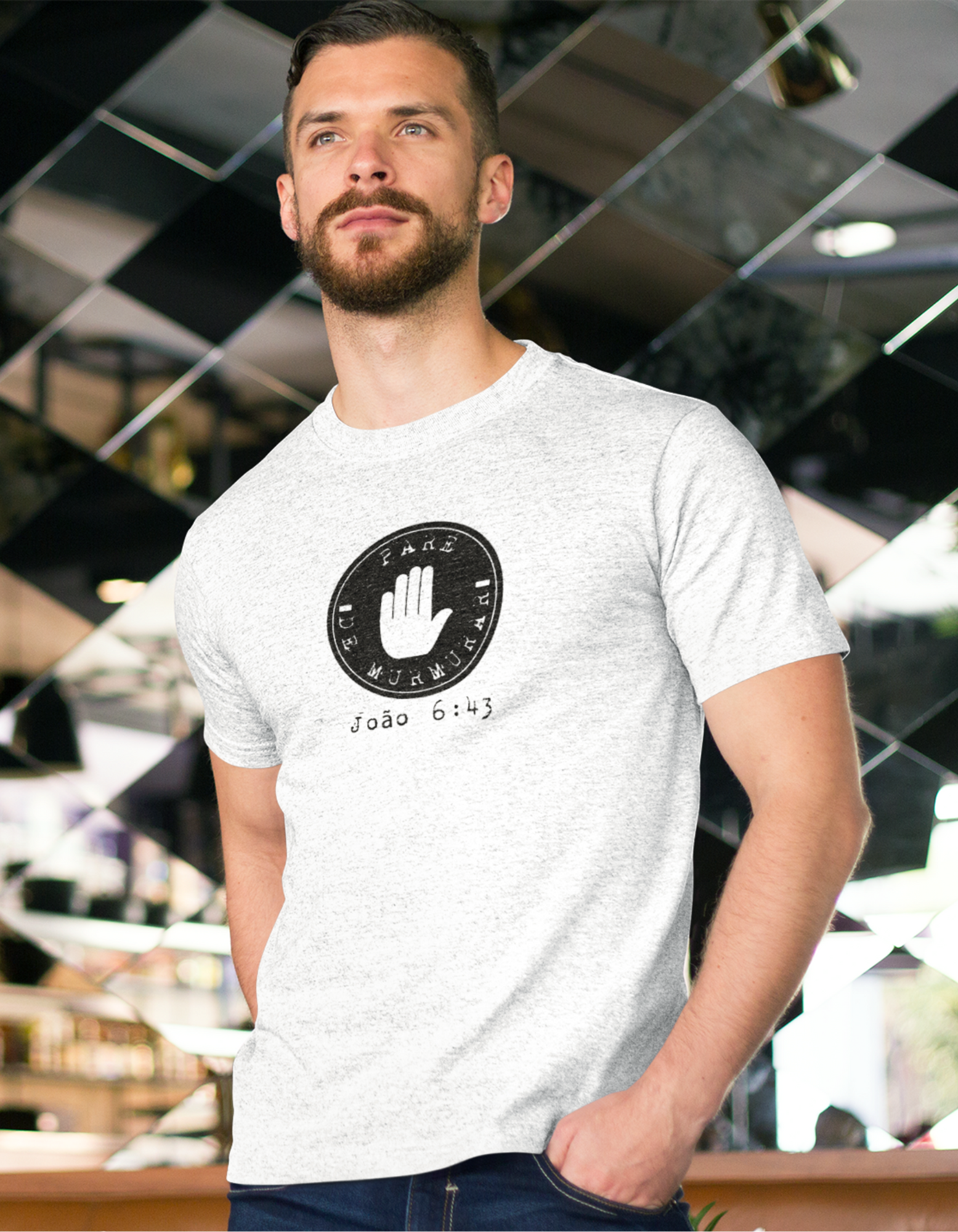 Nome do produto: T-SHIRT  MASCULINA - MALHA PRIME - PARE DE MURMURAR (BLACK)