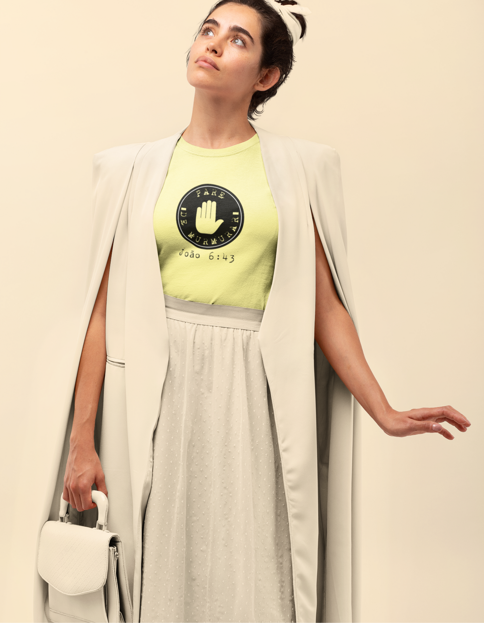 Nome do produto: T-SHIRT FEMININA = MALHA ESTONADA - PARE DE MURMURAR (BLACK)