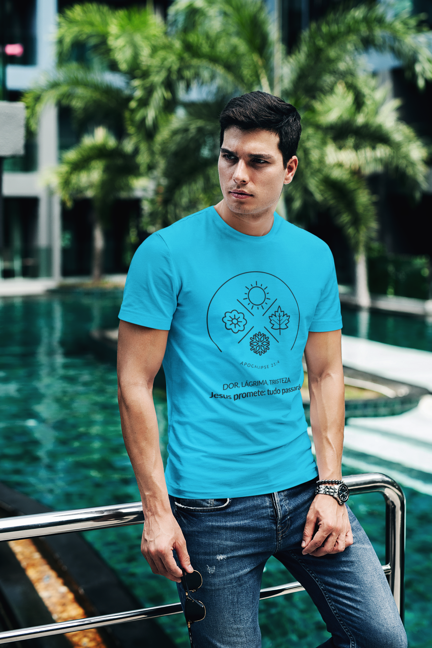 Nome do produto: T-SHIRT MASCULINA - MALHA CLASSICA - ESTAÇÕES (BLACK)