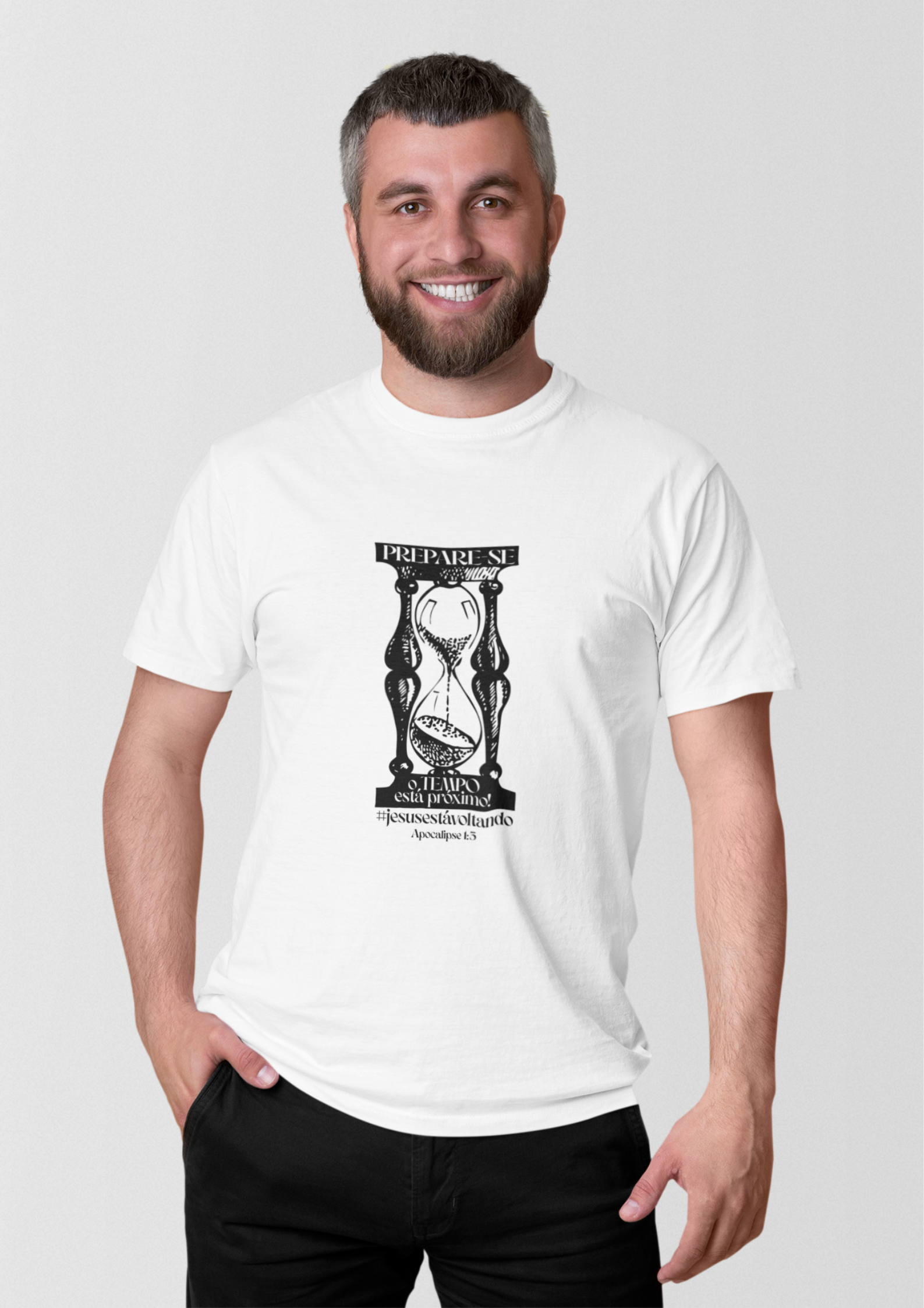 Nome do produto: T-SHIRT MASCULINA - MALHA PRIME - PREPARE-SE! (BLACK)