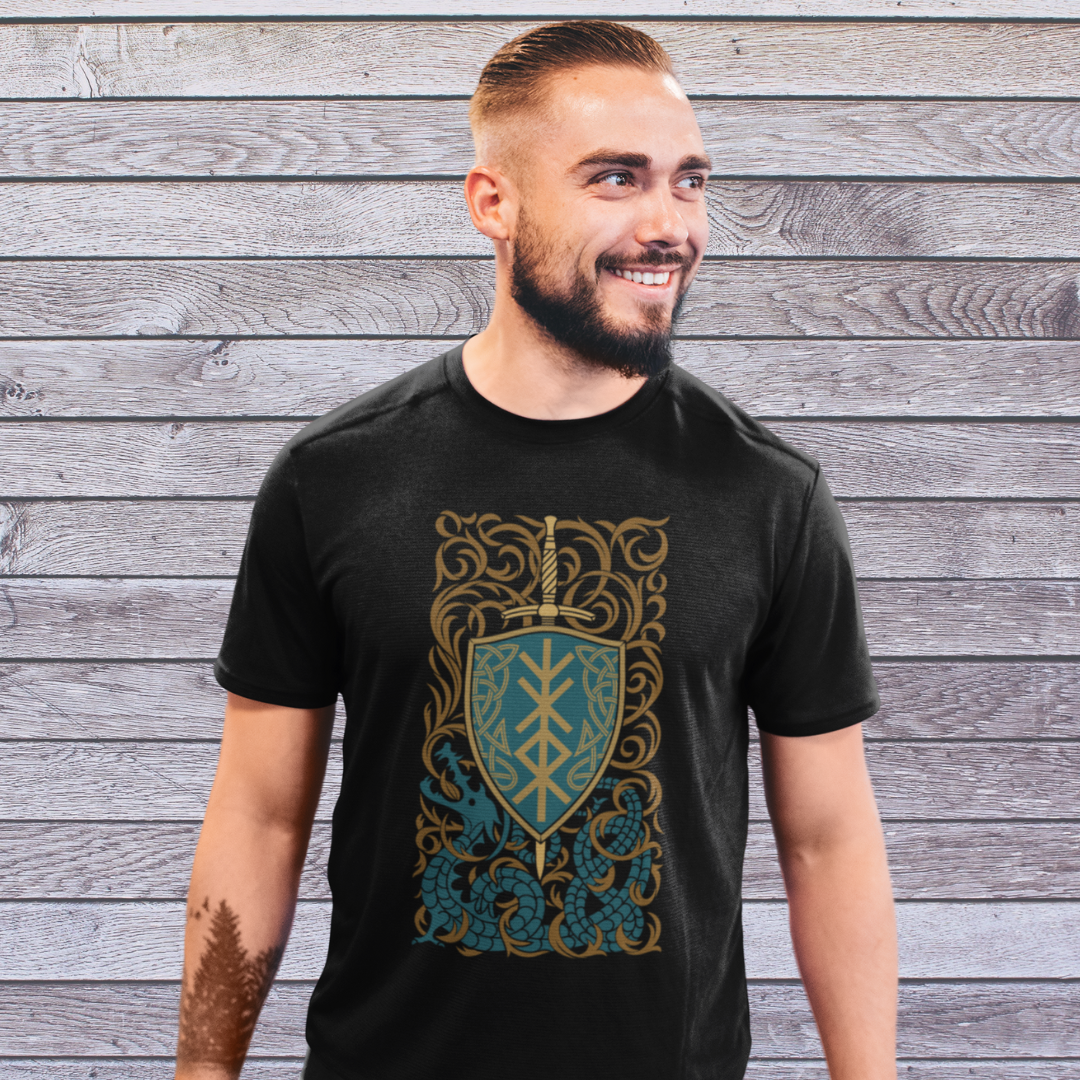 Nome do produto: Camisa Espeda, Escudo e Runas