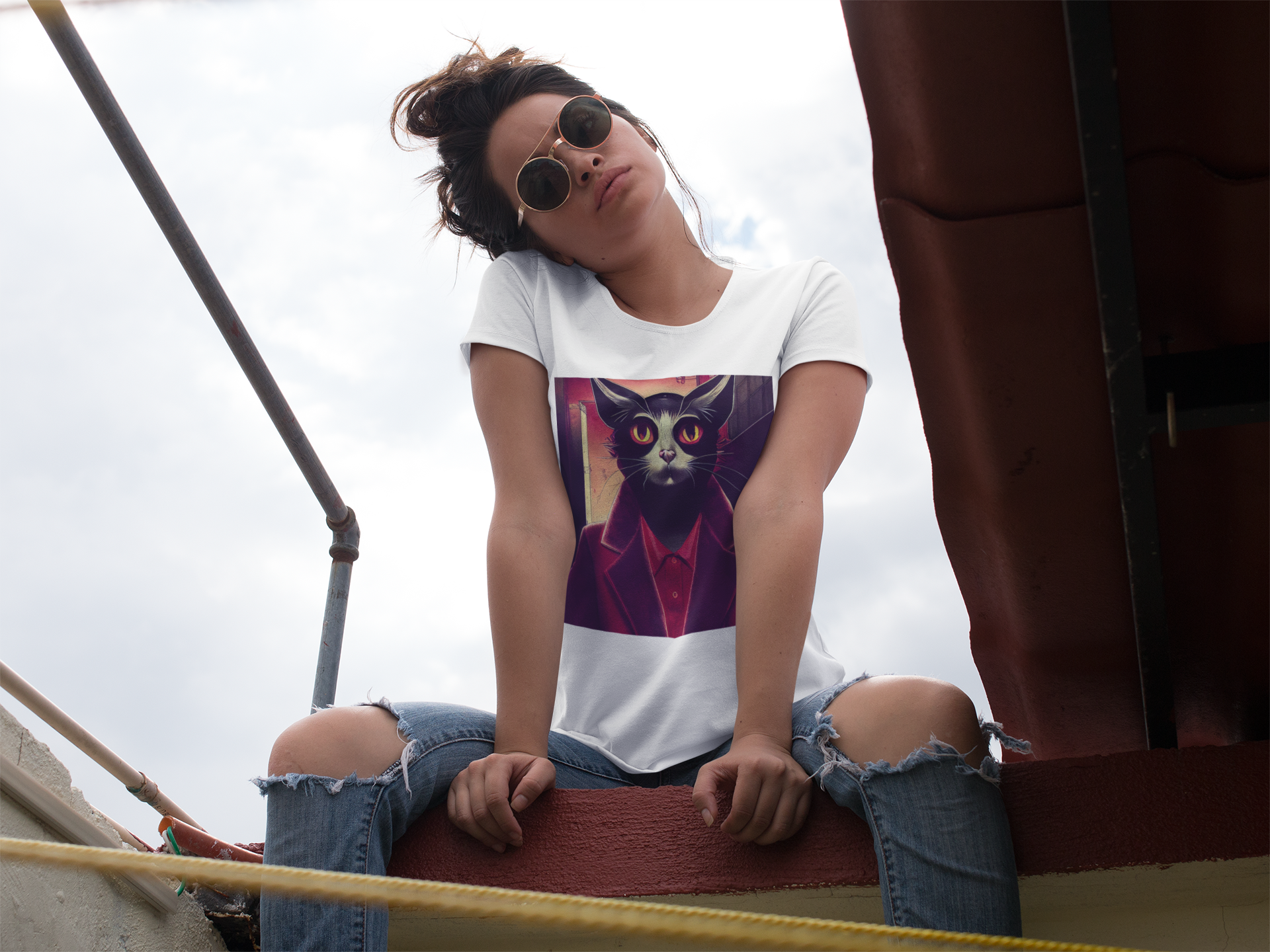 Nome do produto: Camiseta Baby Long Gato Mafioso