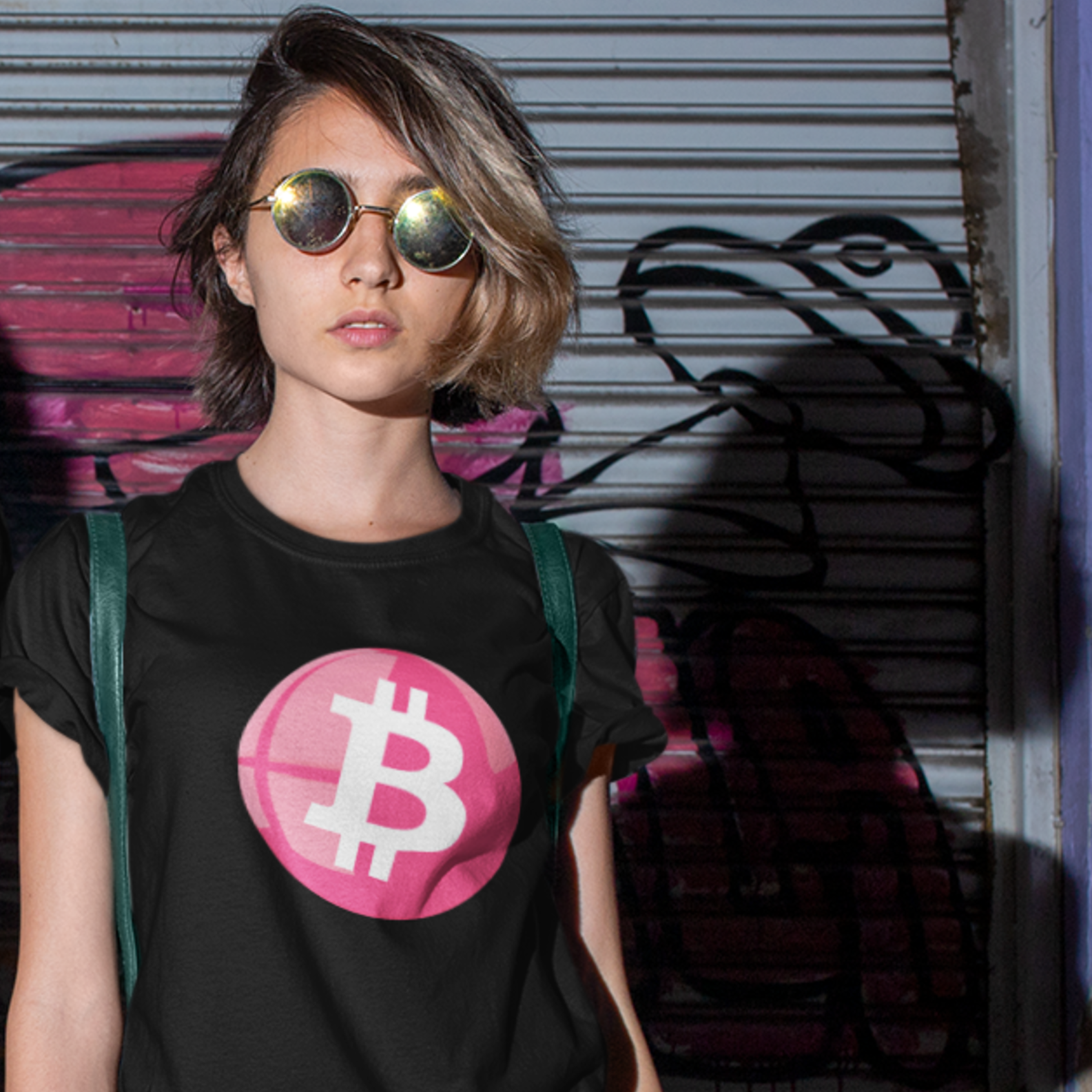 Nome do produto: Baby Look Bitcoin Pink Button BTC047-BQ