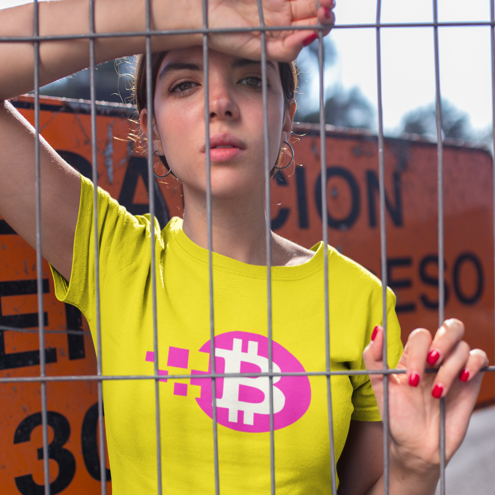 Nome do produto: Baby Look Bitcoin Pink Blocks BTC046-BQ