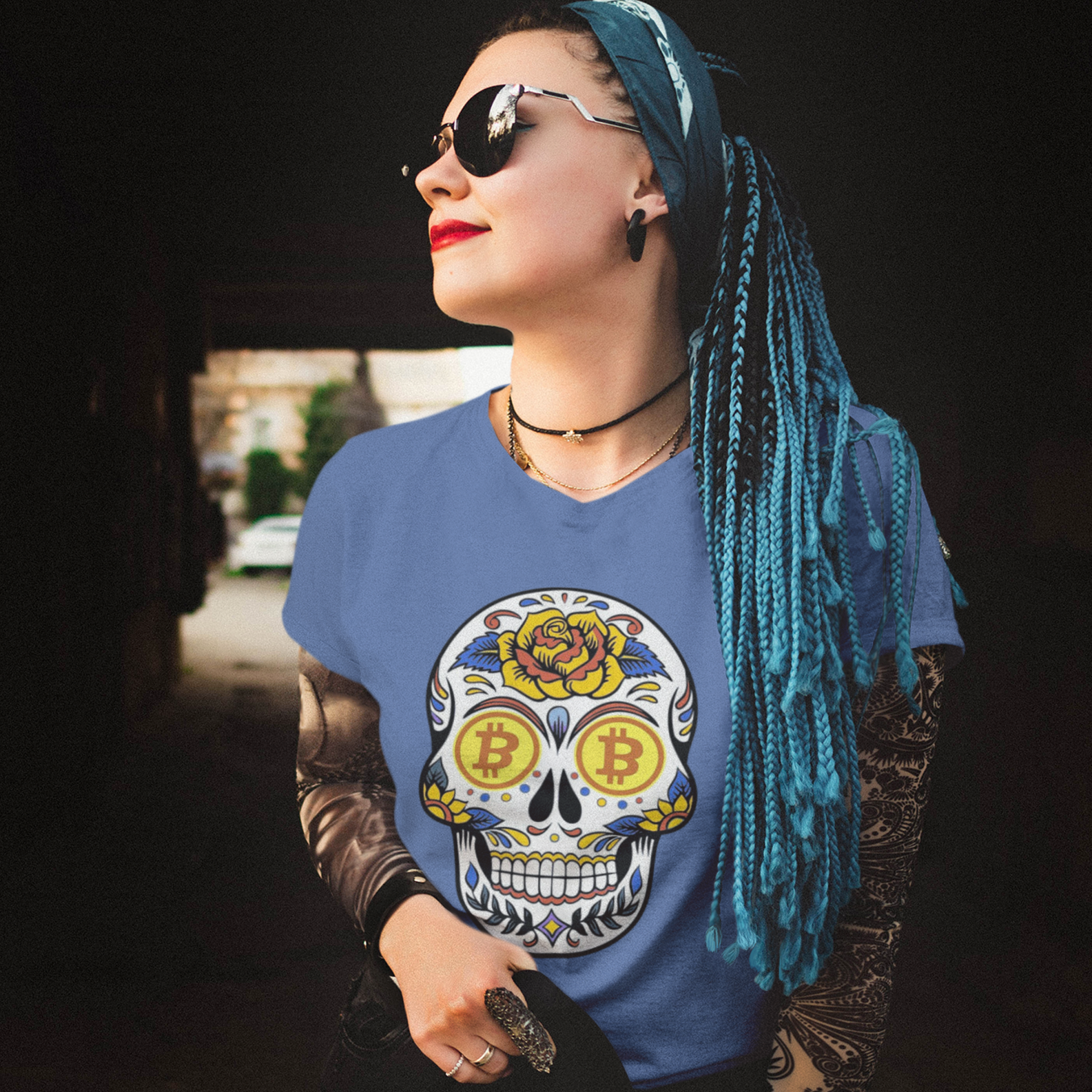 Nome do produto: Baby Look Estonada Bitcoin Skull BTC029-BE