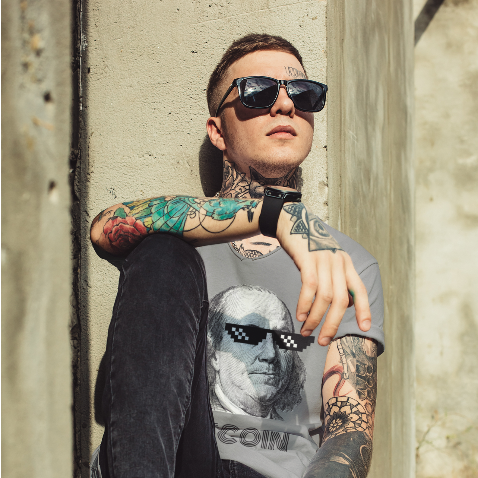 Nome do produto: Camiseta Bitcoin Sunglasses BTC028-CQ