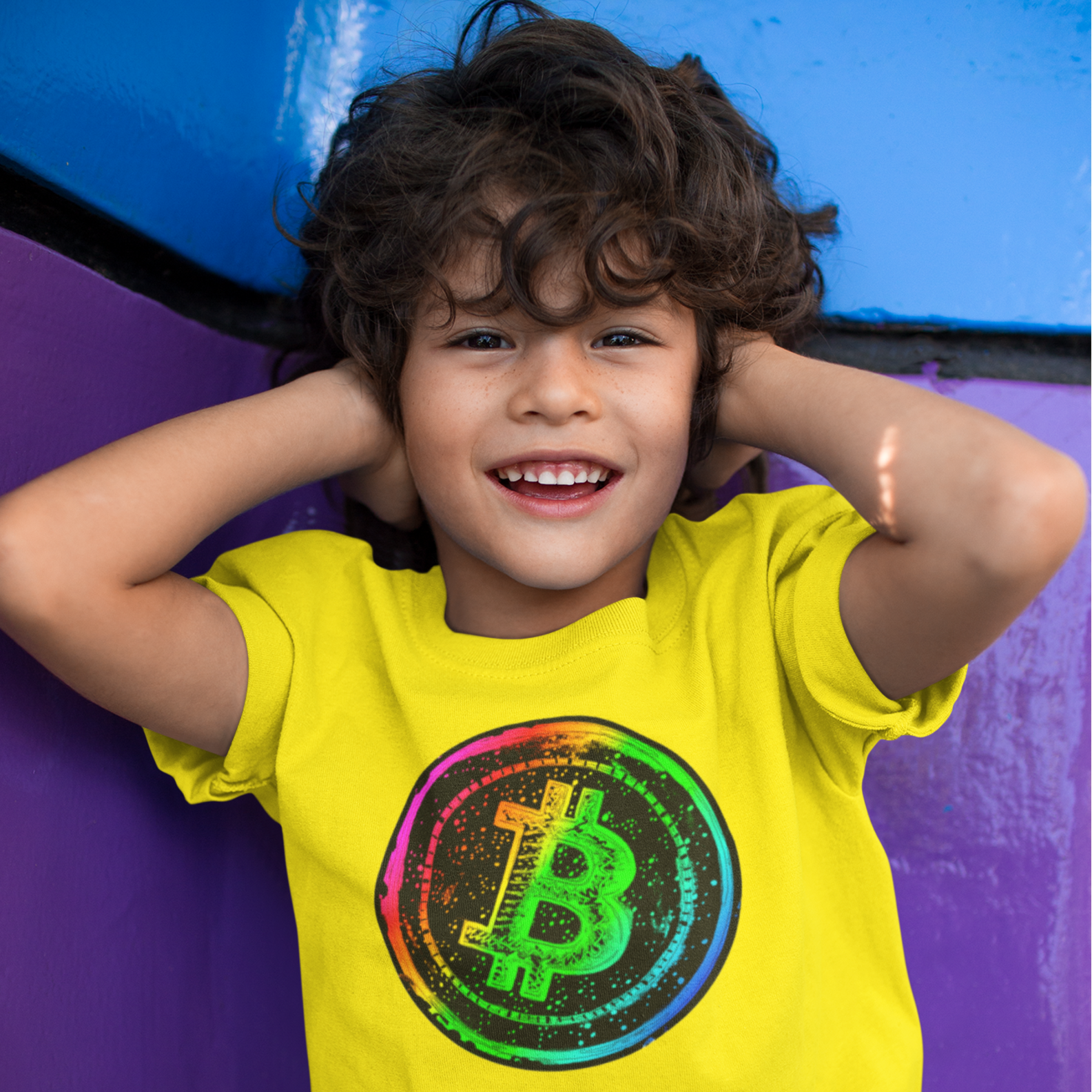 Nome do produto: Camiseta Infantil Bitcoin Rainbow BTC043-CI