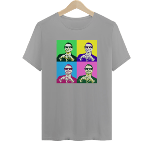 Camiseta Bolsonaro Pop Art - Azul, Cinza e Rosa