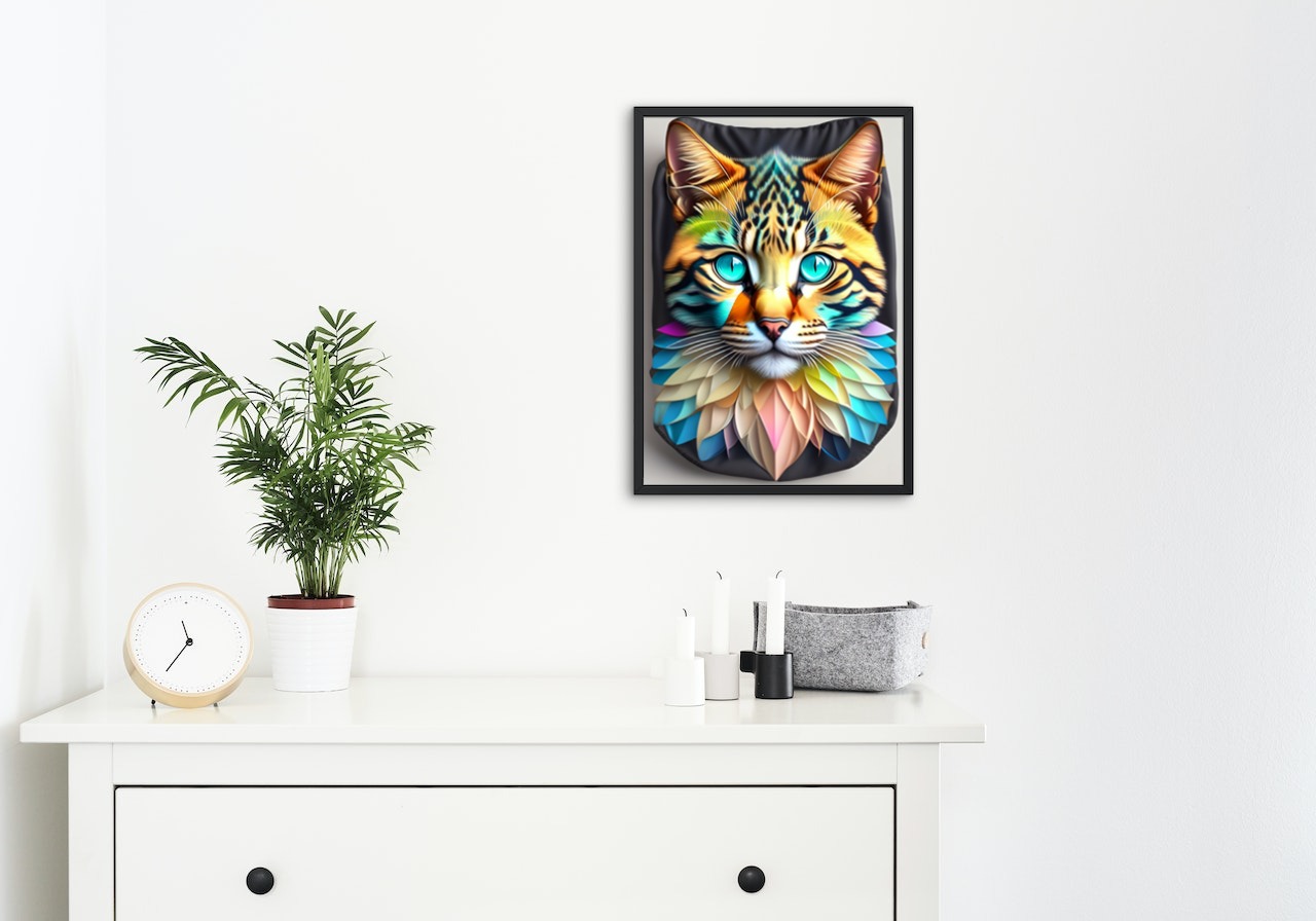 Nome do produto: Poster Retrato Gato Mandala