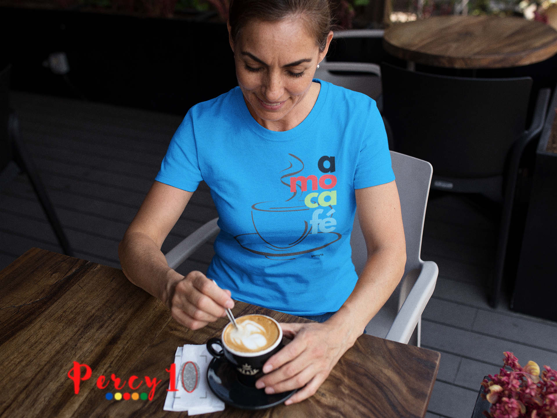 Nome do produto: Camiseta Dimona Feminina Personalizada Estampada Amo Café 