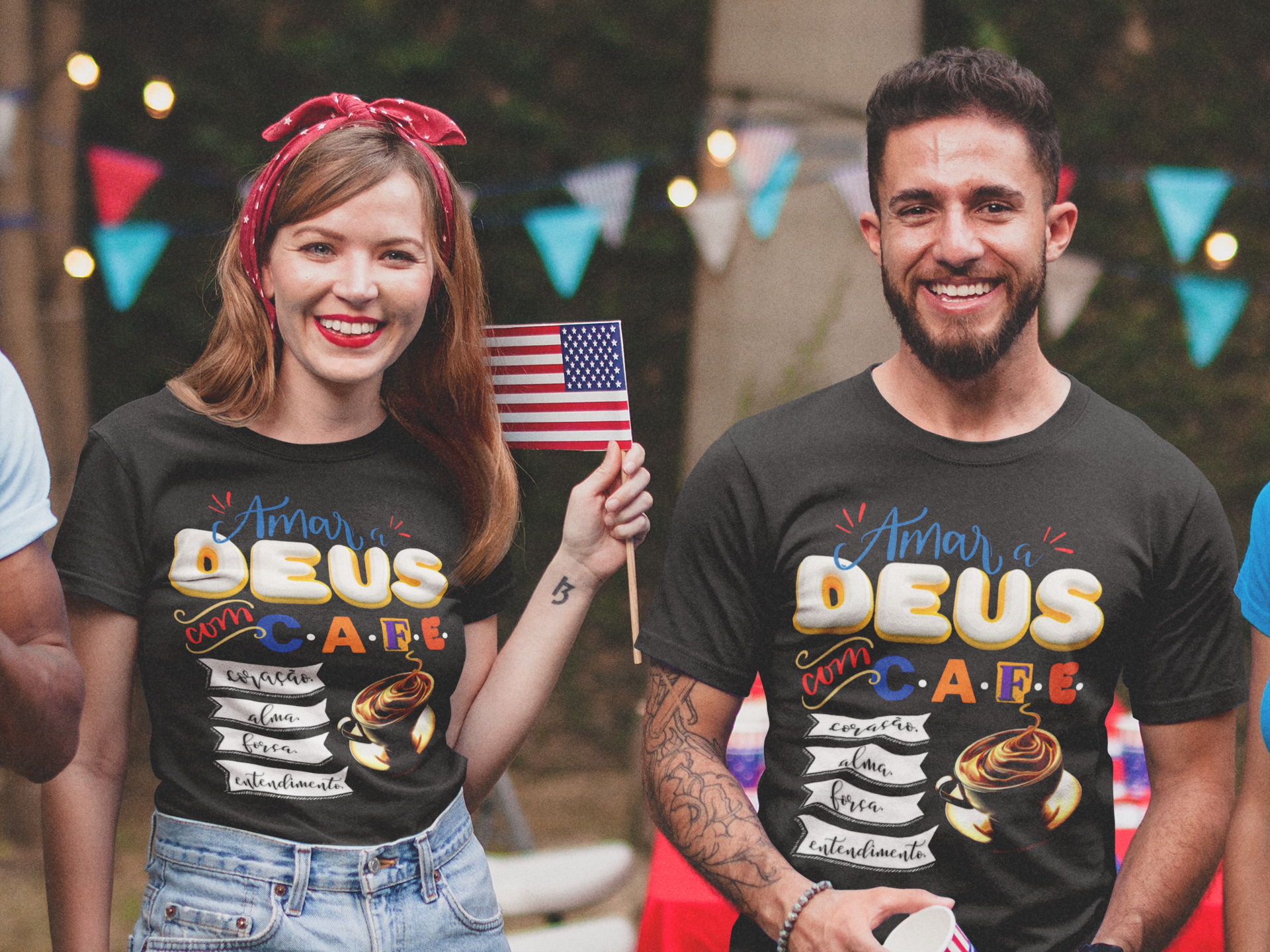 Nome do produto: Camiseta Dimona Estampada Amar Deus com Café