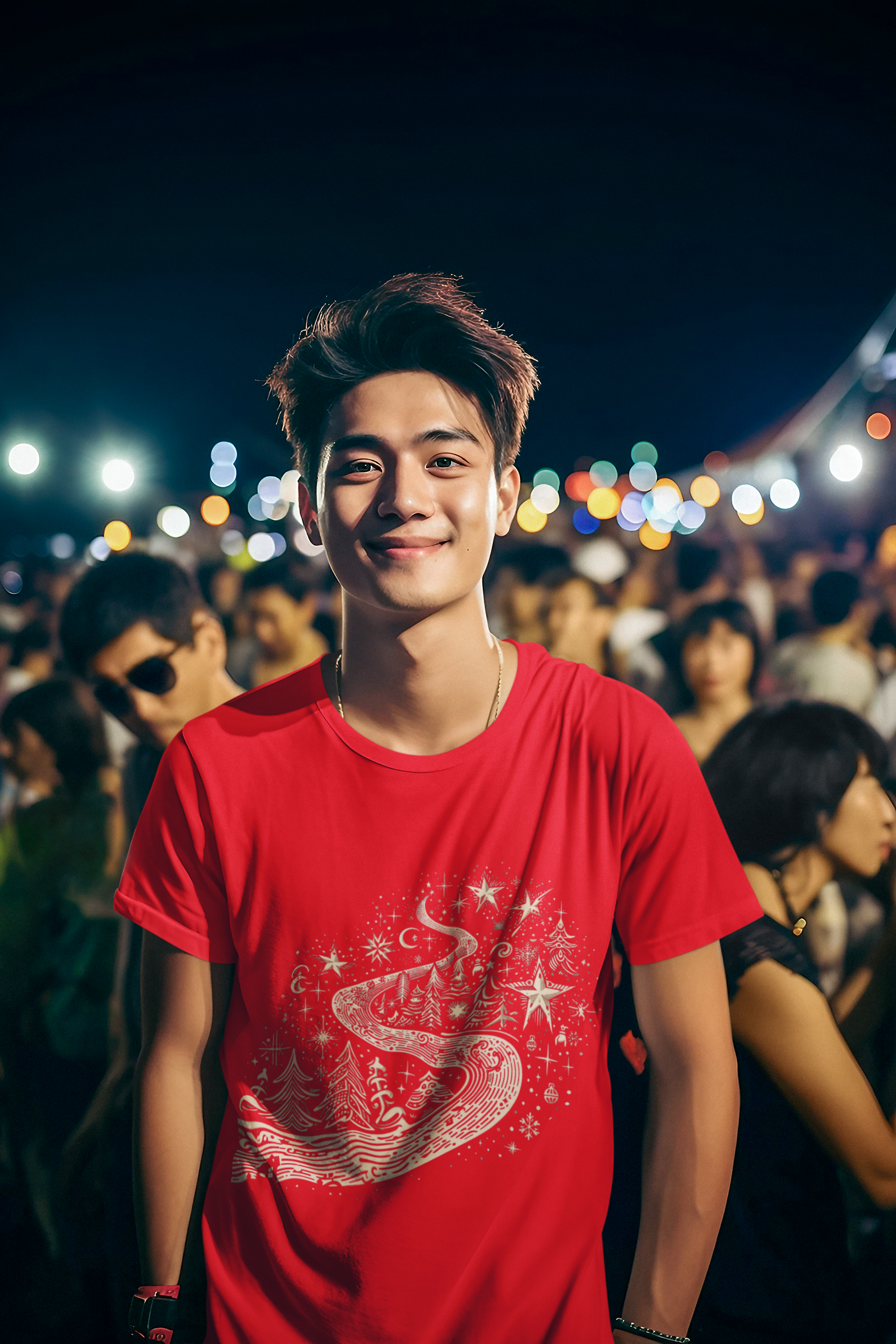 Nome do produto: Camiseta Estampada Natal Caminho de Estrelas