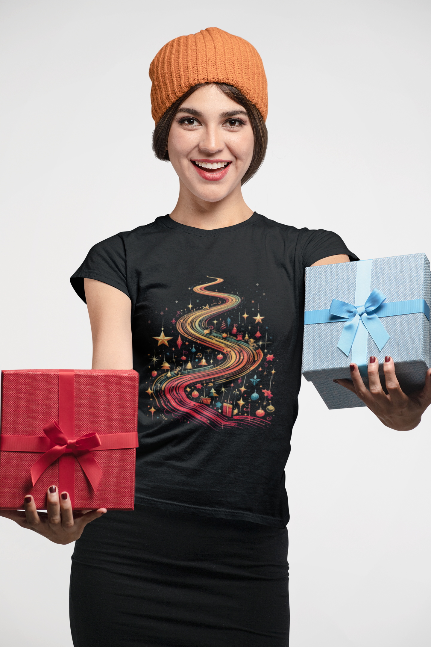 Nome do produto: Camiseta Estampada Feminina Natal Caminho de Estrelas