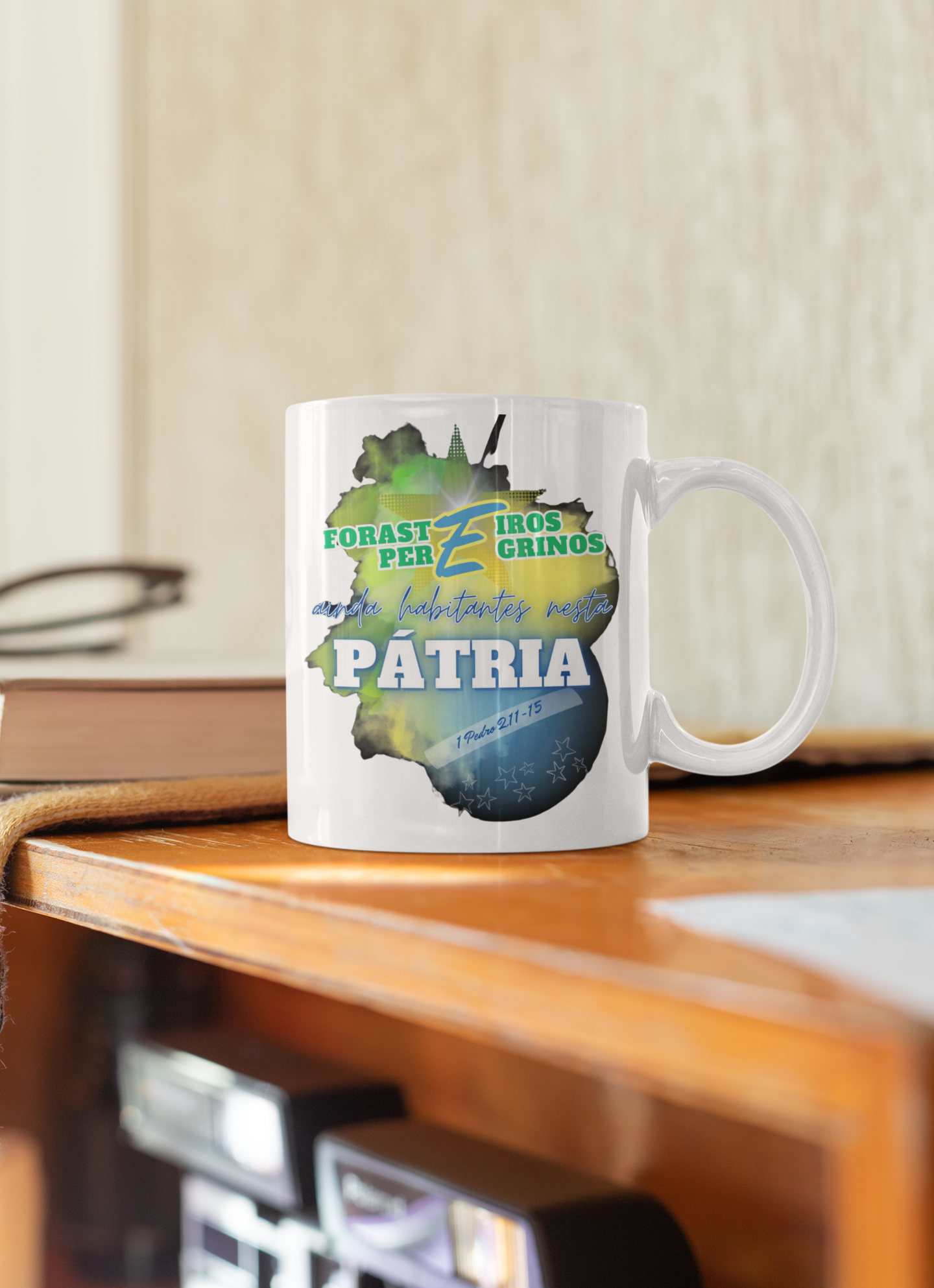 Nome do produto: Caneca Branca Estampada Pátria