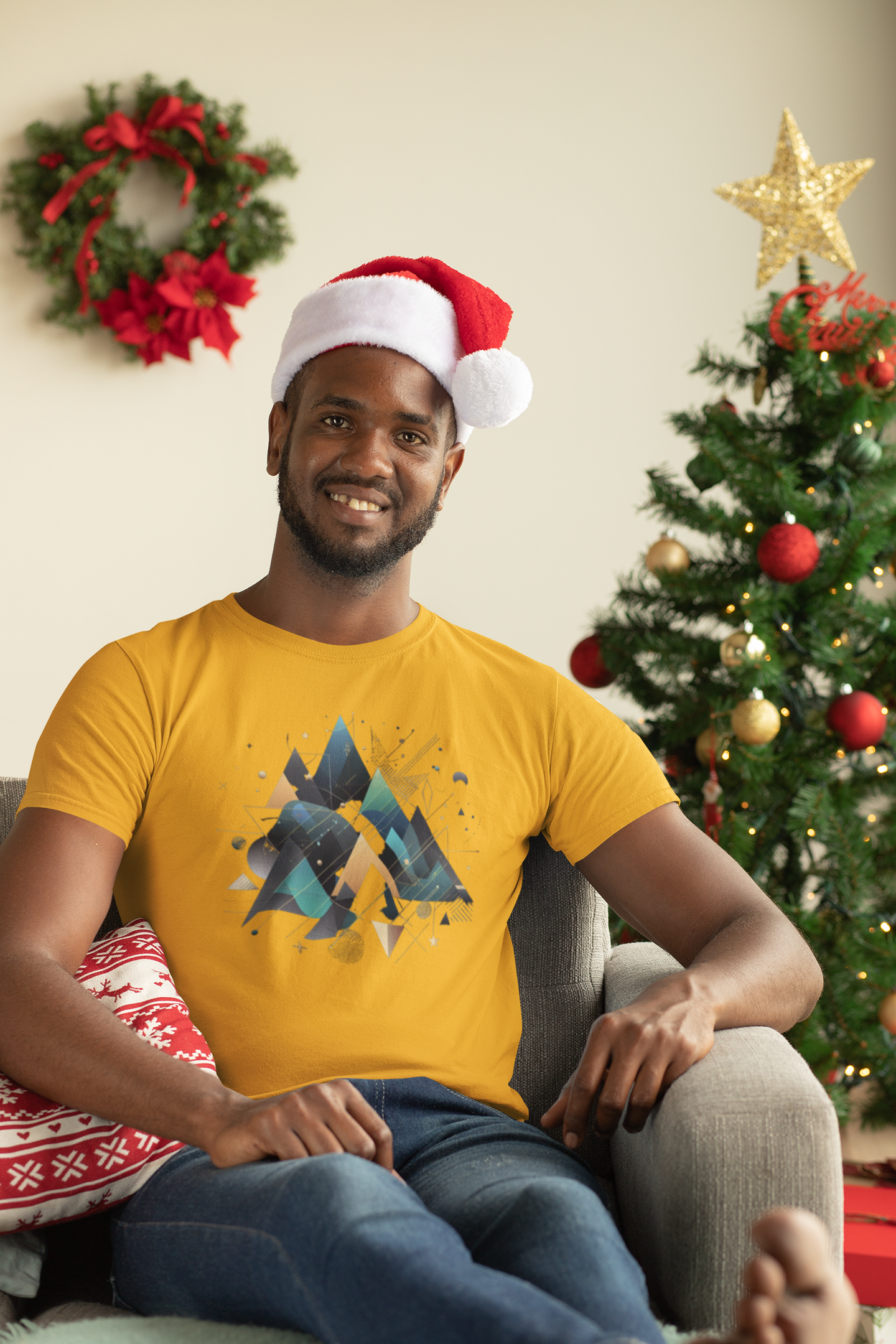 Nome do produto: Camiseta Estampada Natal Árvore Abstrata