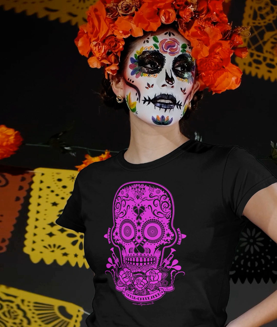 Calavera Mexicana Preta - fem