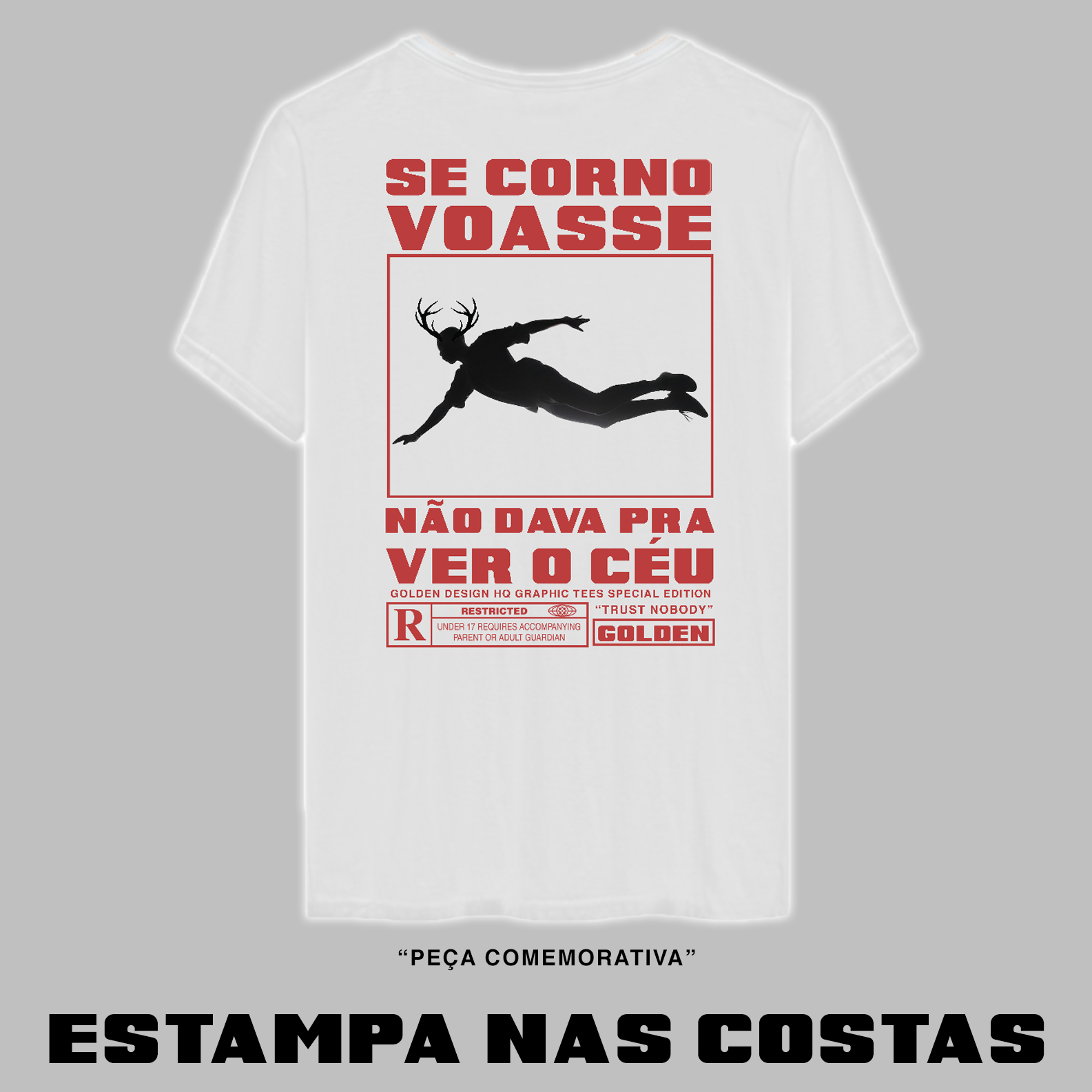 Nome do produto: Se Corno Voasse - Camiseta Comemorativa