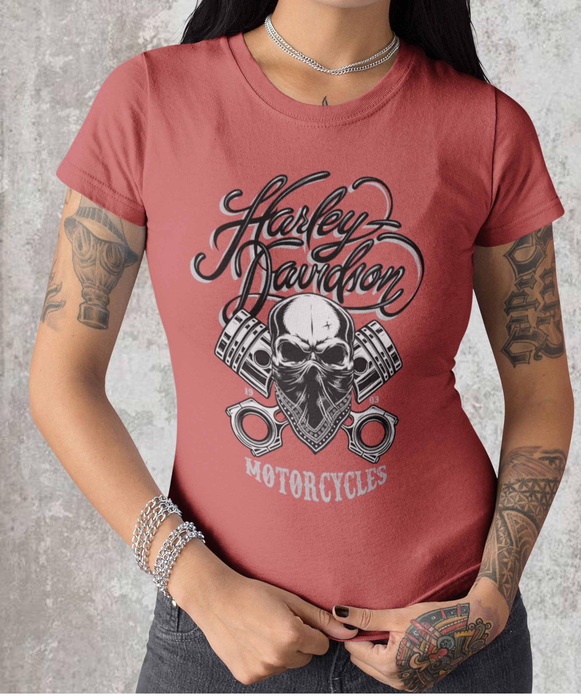 Nome do produto: Camiseta baby long estonada Harley Davidson