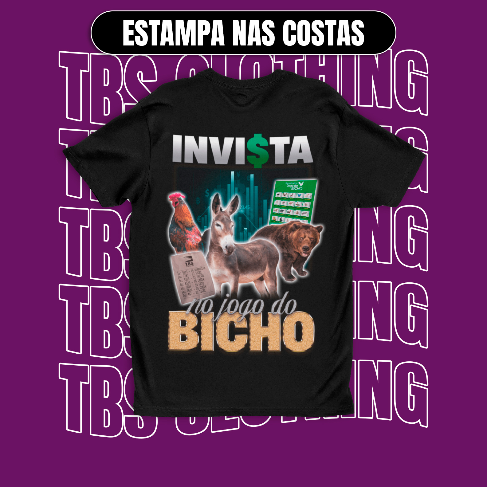 Nome do produto: (Estampa nas costas) Invista no jogo do bicho