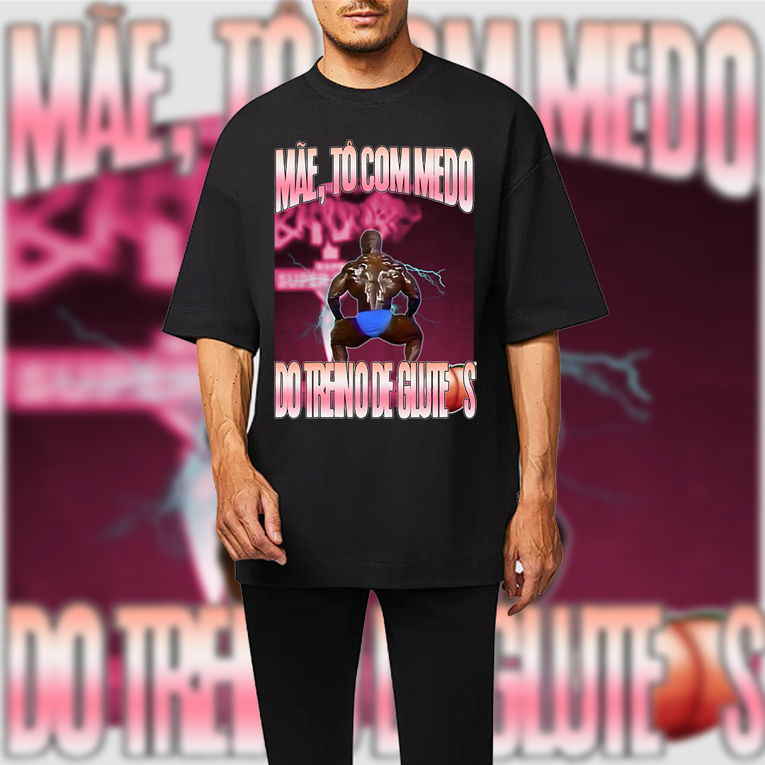 Nome do produto: Camiseta RestPause - Mãe, tô com medo do treino de glúteos