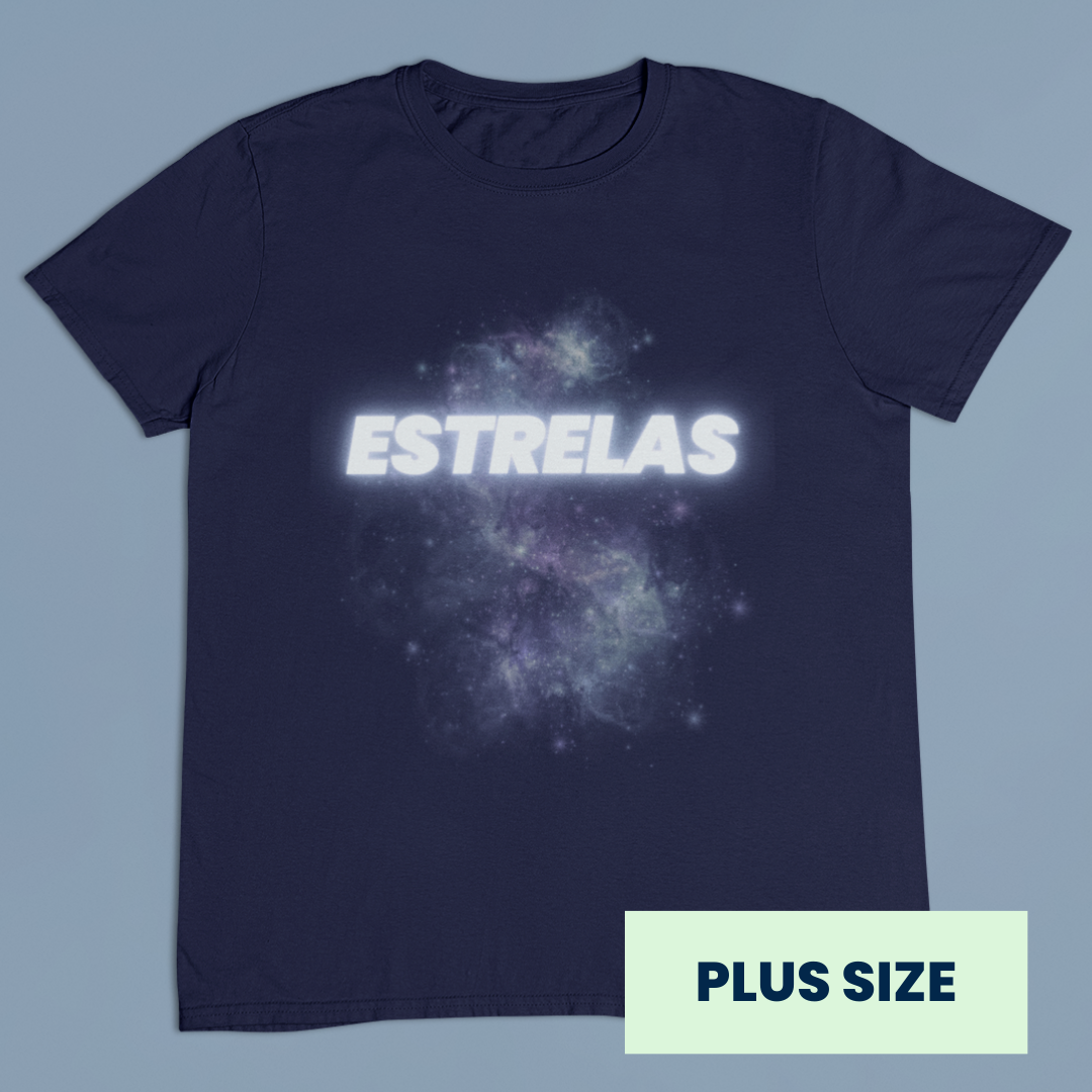 Nome do produto: CAMISETA PLUS SIZE ESTRELAS