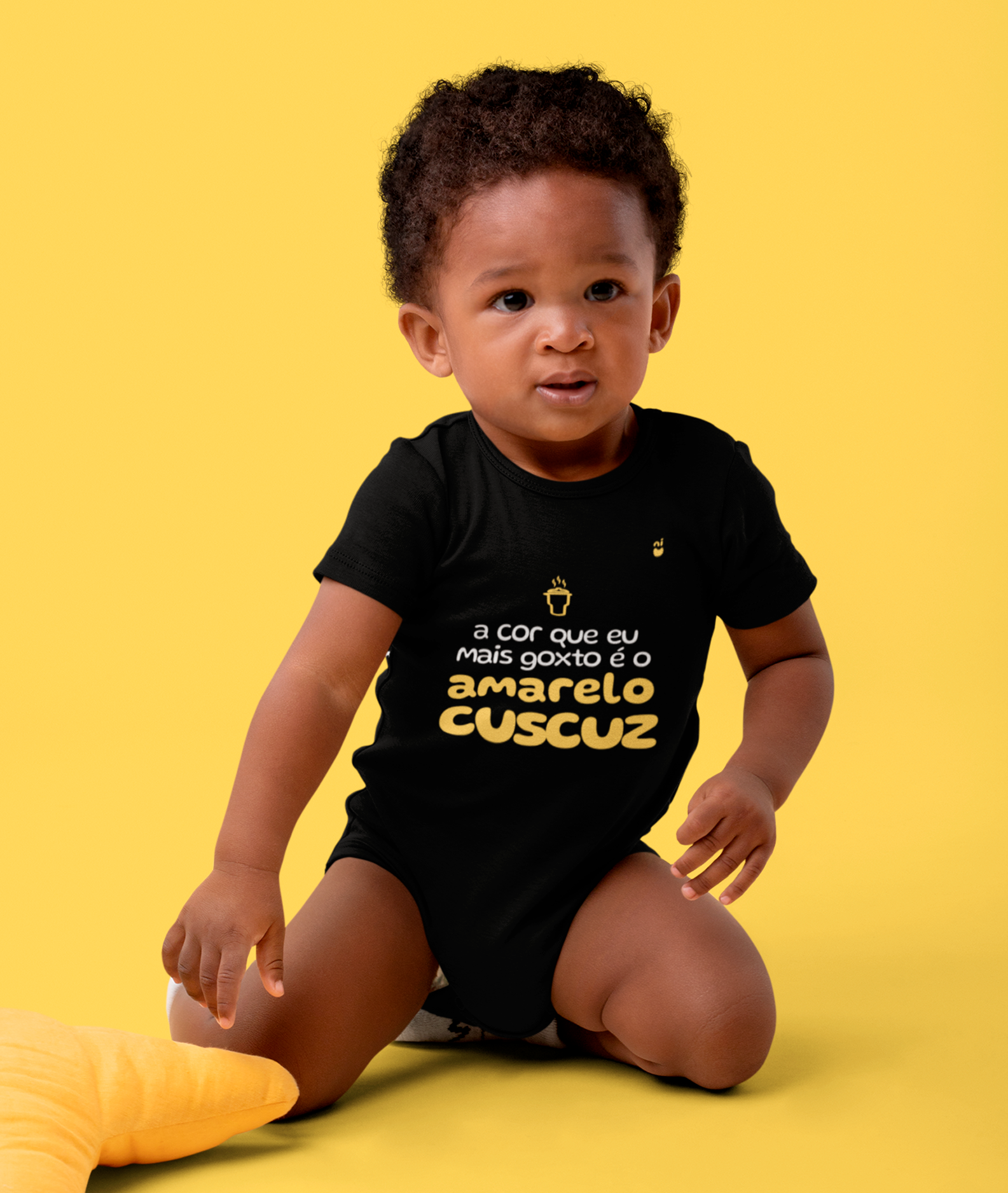 Nome do produto: Body - A cor que eu mais goxto é o amarelo cuscuz - Preto