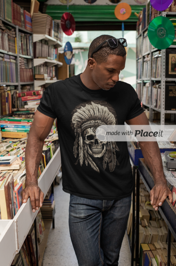 Camiseta Personalizada | Royal Red Clth. | Sepia Shaman Skull