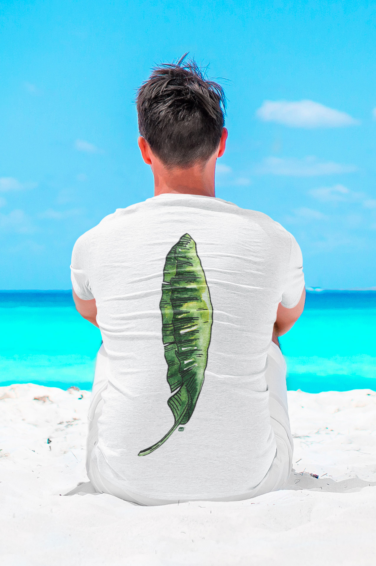 Nome do produto: Camiseta Estampada Quality Branca Folha de Bananeira