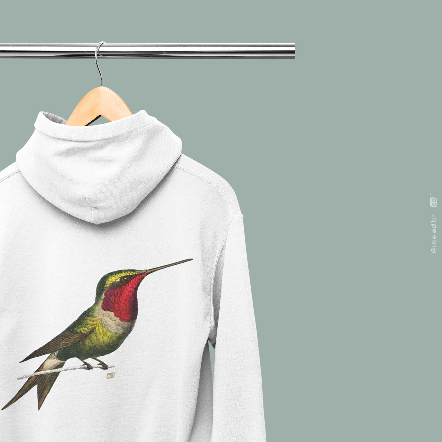 Nome do produto: Colibri - Moletom com Capuz e Zíper Estampa Colibri