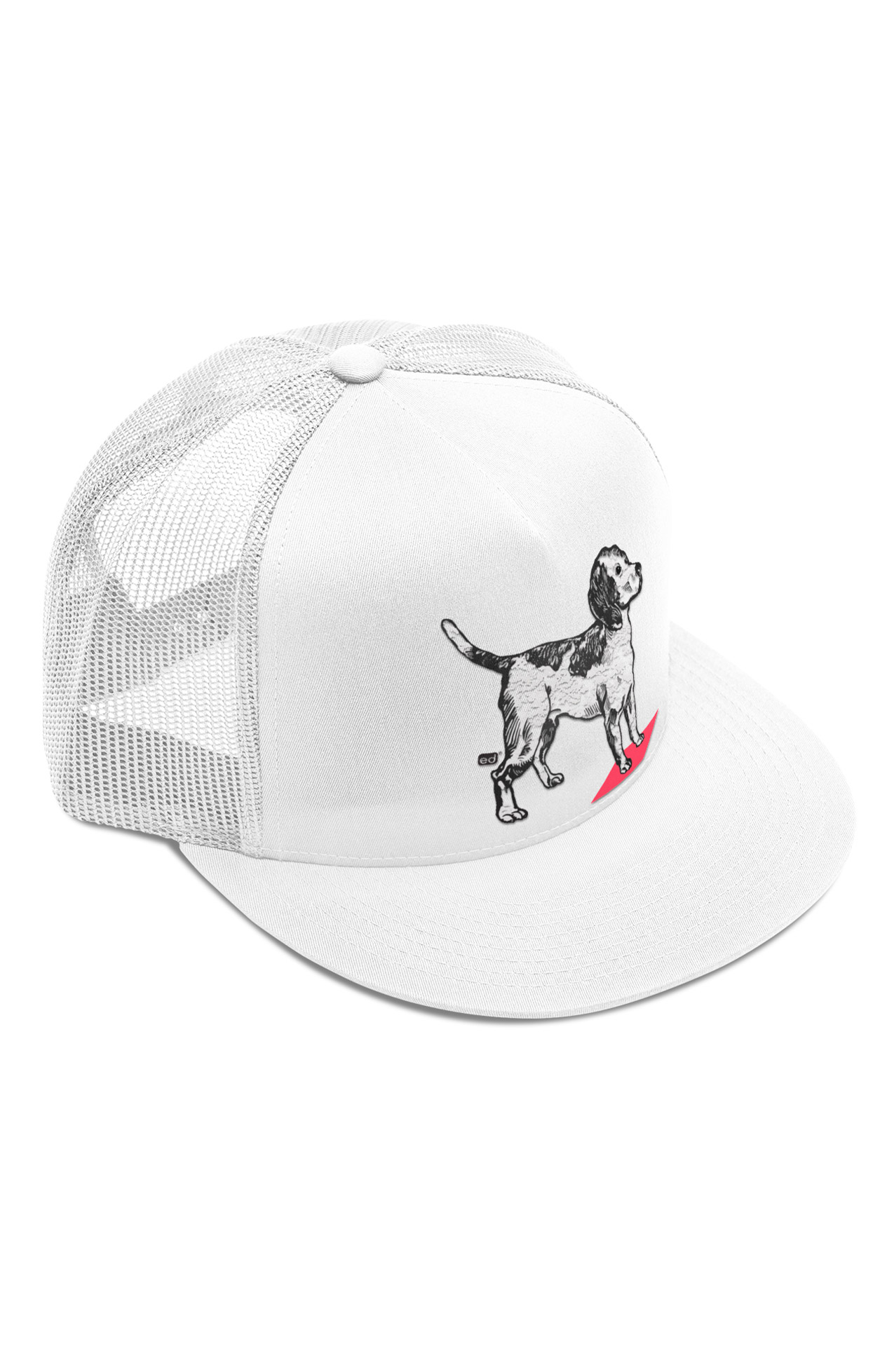 Nome do produto: Boné Trucker Branco com Tela Hello Little Dog