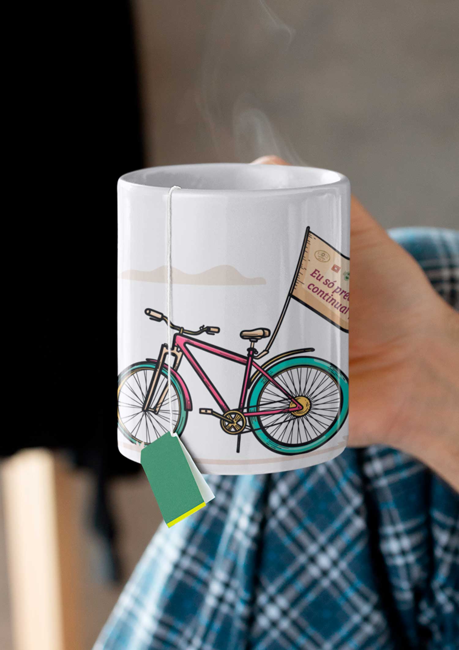 Nome do produto: Caneca de Cerâmica Eu só preciso continuar pedalando