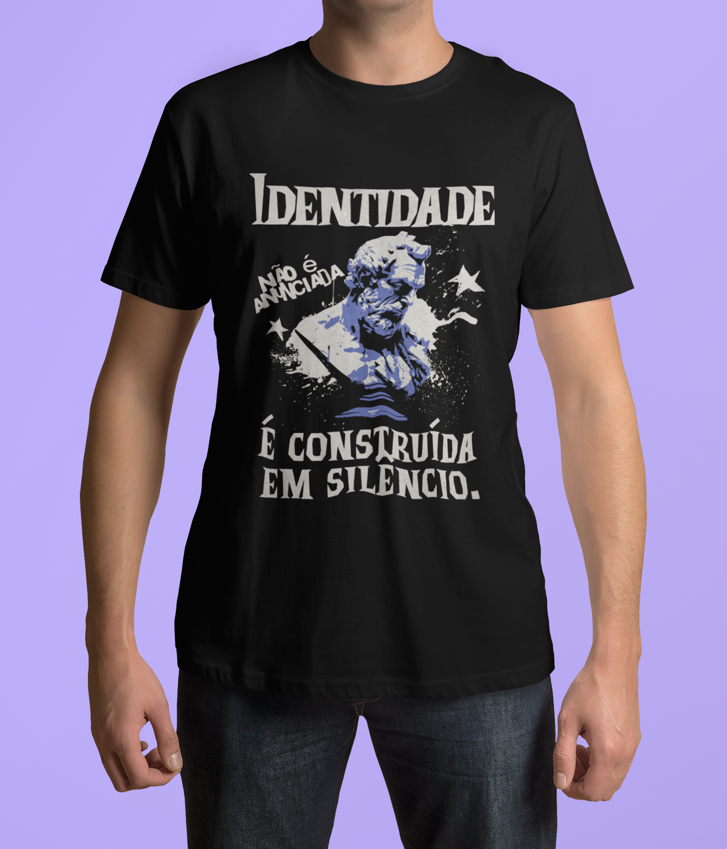 Nome do produto: Camiseta Prime Masculina Identidade Não é Aunciada é Construida em Silêncio